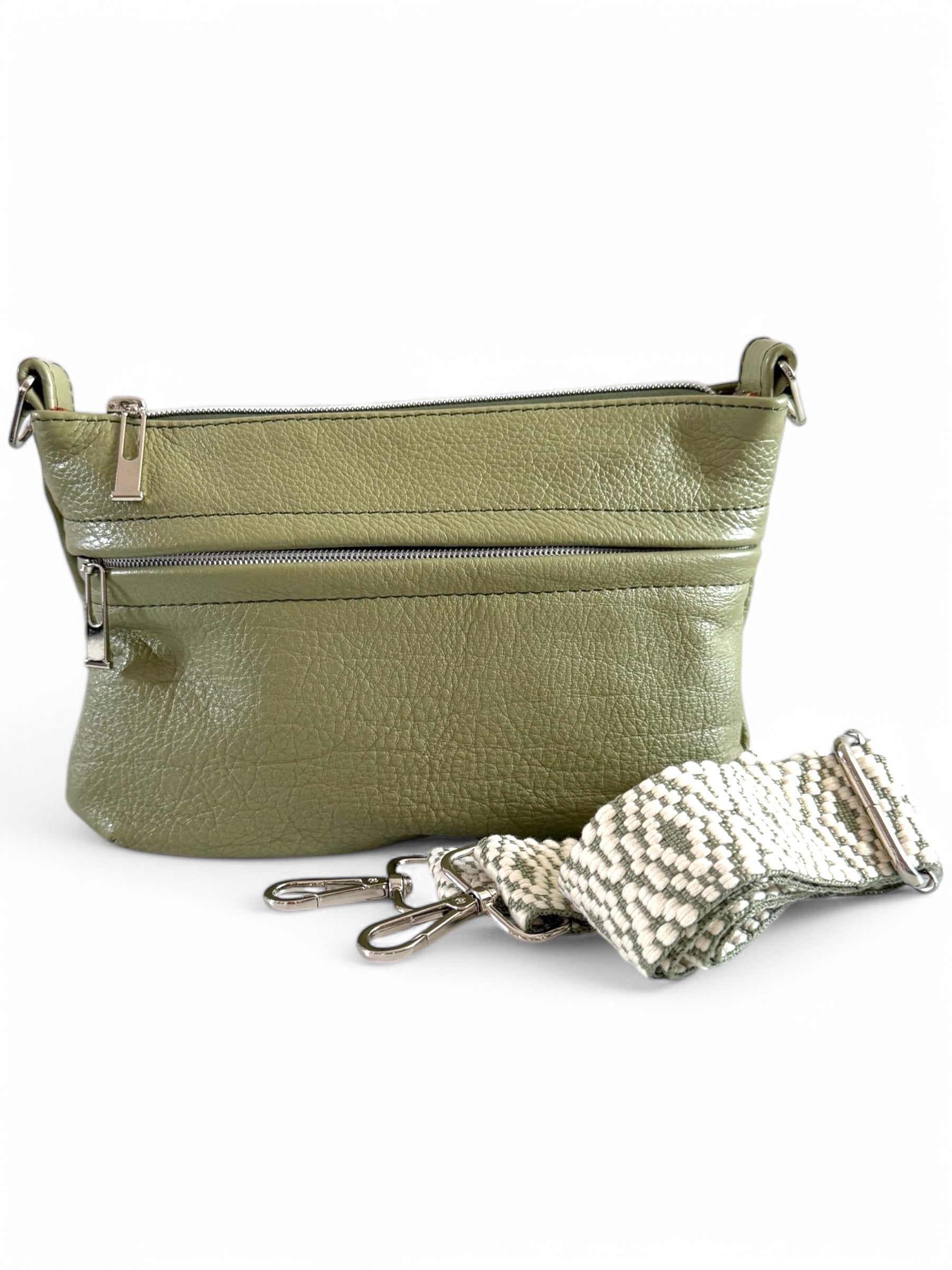 Starburn | Olive Green Leather Crossbody Bag | Designer Travel Style image 8