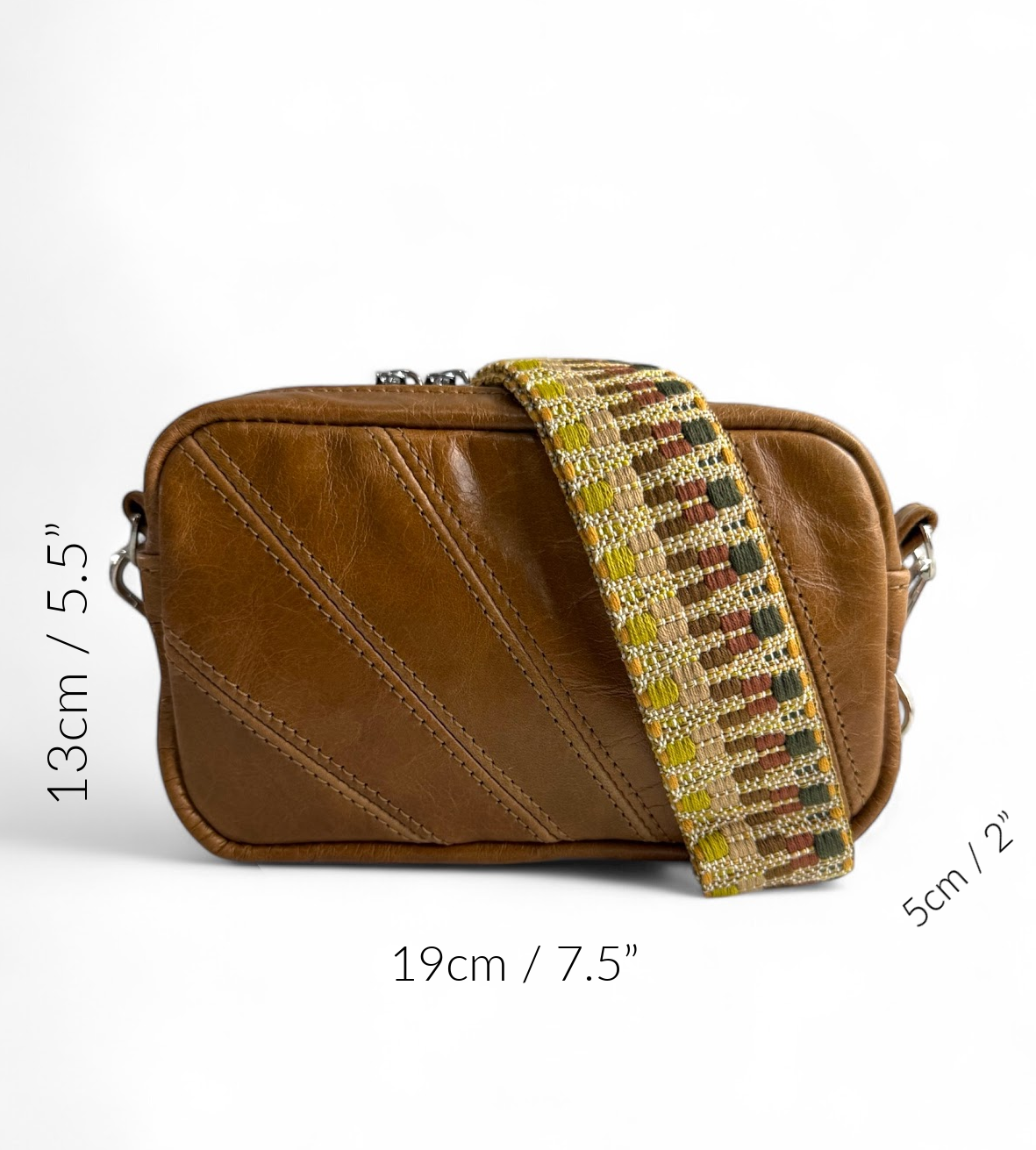 Tiny Harriet | Tan Leather Compact Crossbody Bag with Integrated Purse image 12