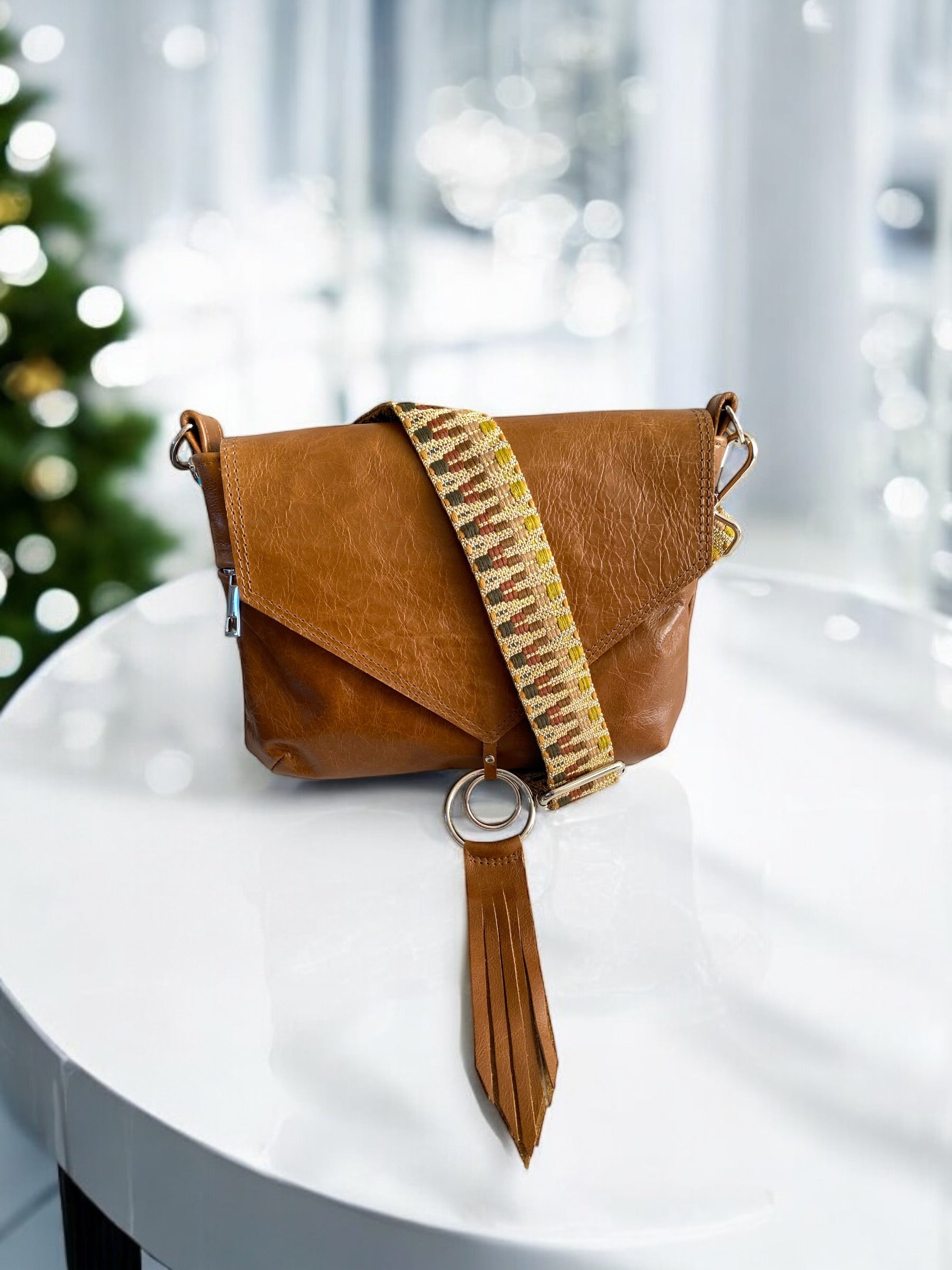 Olivia | Tan Brown Leather Crossbody Bag image 2