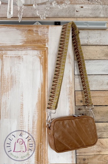 Tiny Harriet | Tan Leather Compact Crossbody Bag with Integrated Purse image 1
