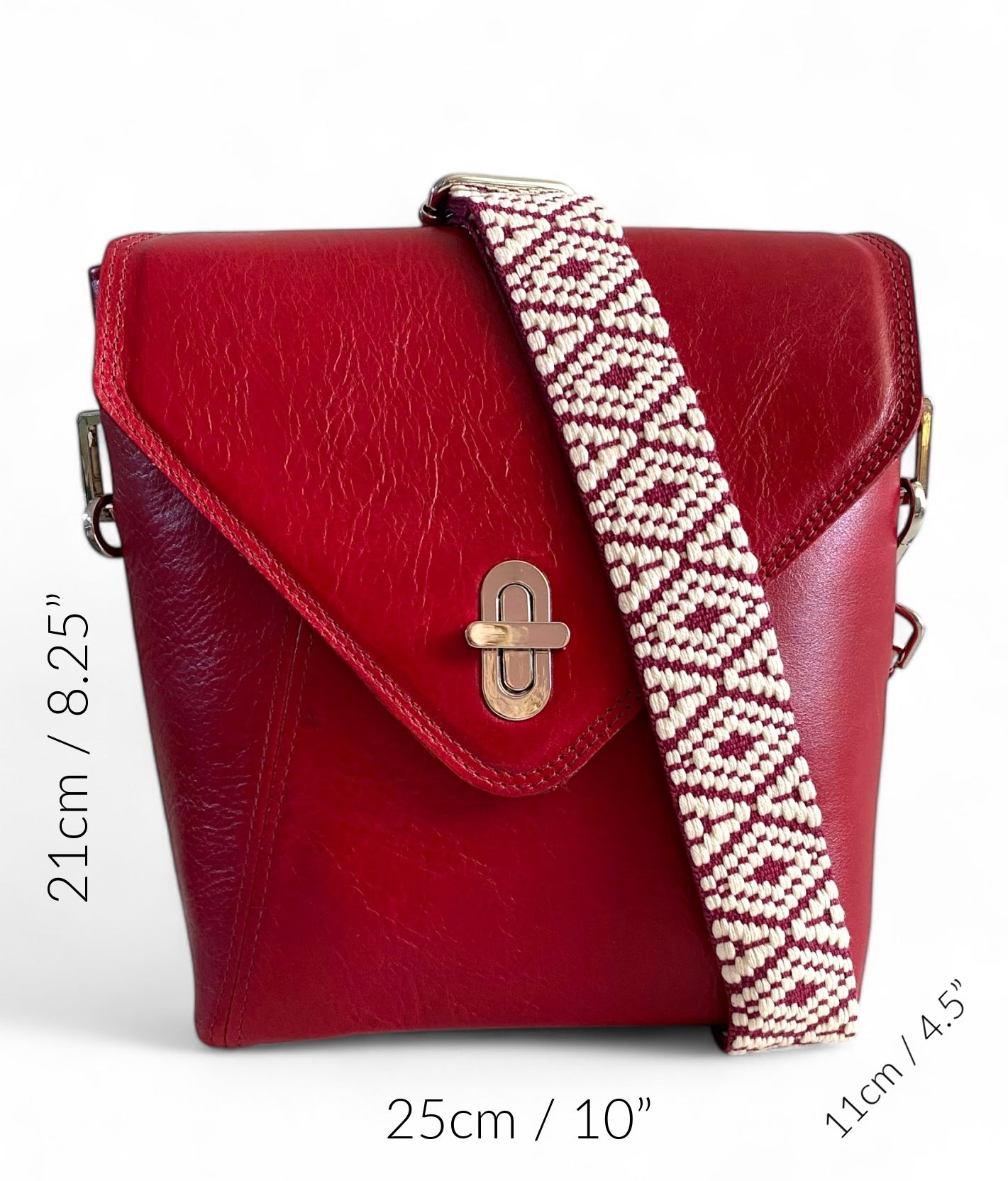 SWALK | Handcrafted Deep Red Leather Crossbody Bag image 14