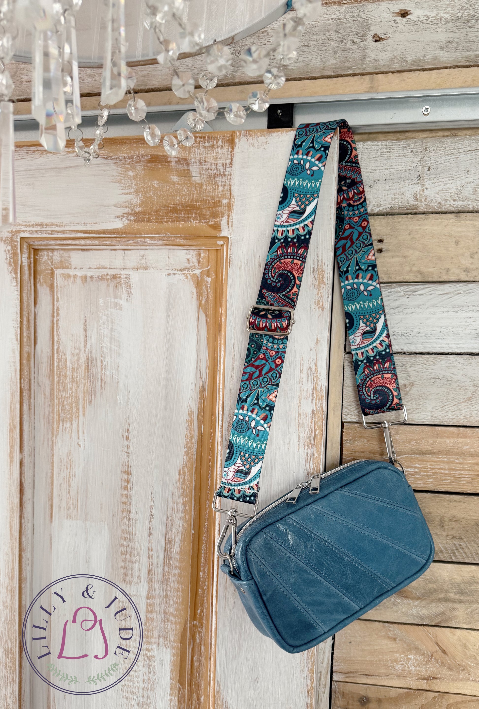 Tiny Harriet | Blue Leather Compact Crossbody Bag with Integrated Purse image 1