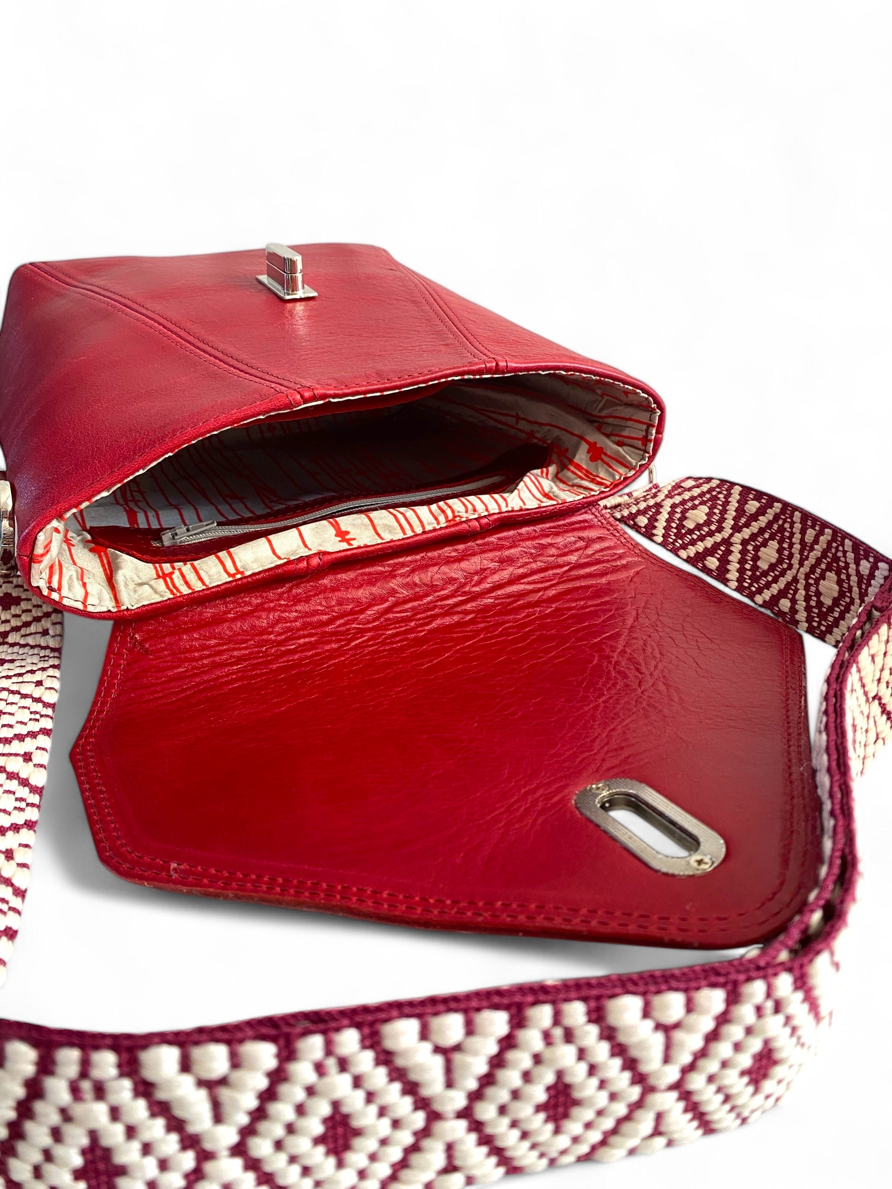 SWALK | Handcrafted Deep Red Leather Crossbody Bag image 8