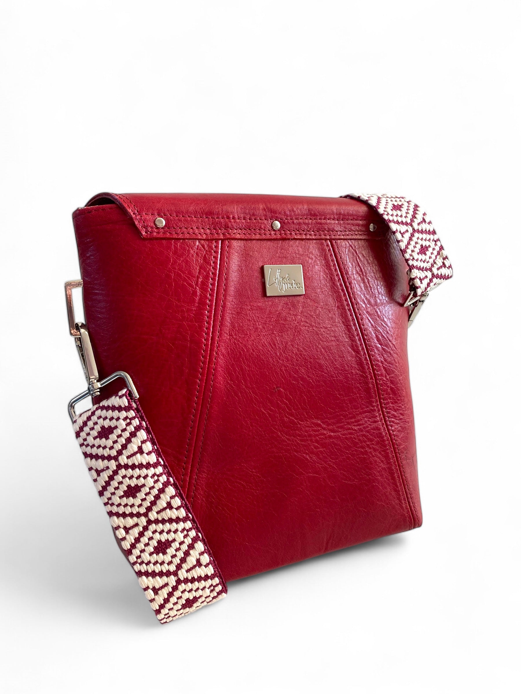 SWALK | Handcrafted Deep Red Leather Crossbody Bag image 5
