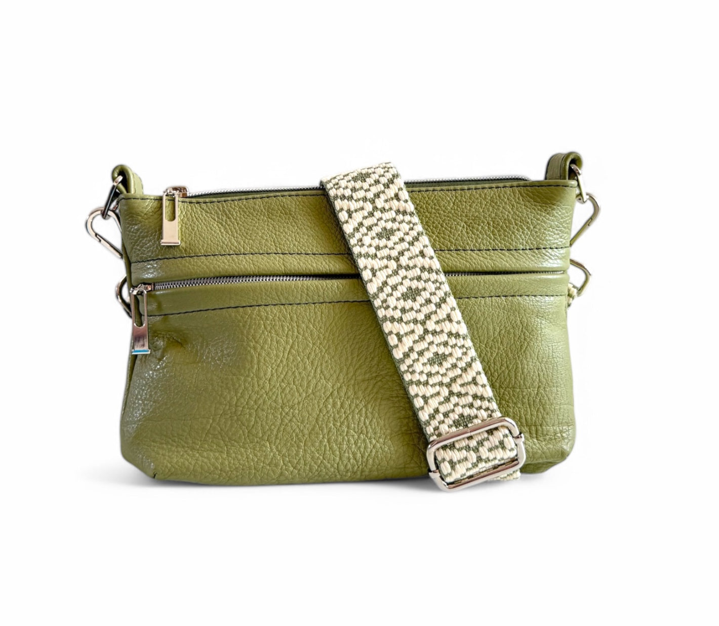 Starburn | Olive Green Leather Crossbody Bag | Designer Travel Style image 0