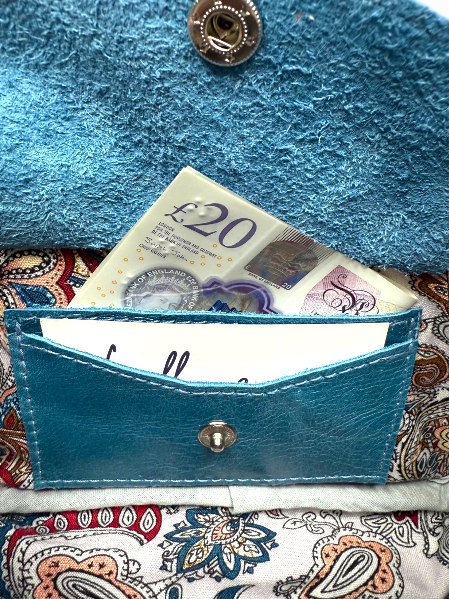 Tiny Harriet | Blue Leather Compact Crossbody Bag with Integrated Purse image 9