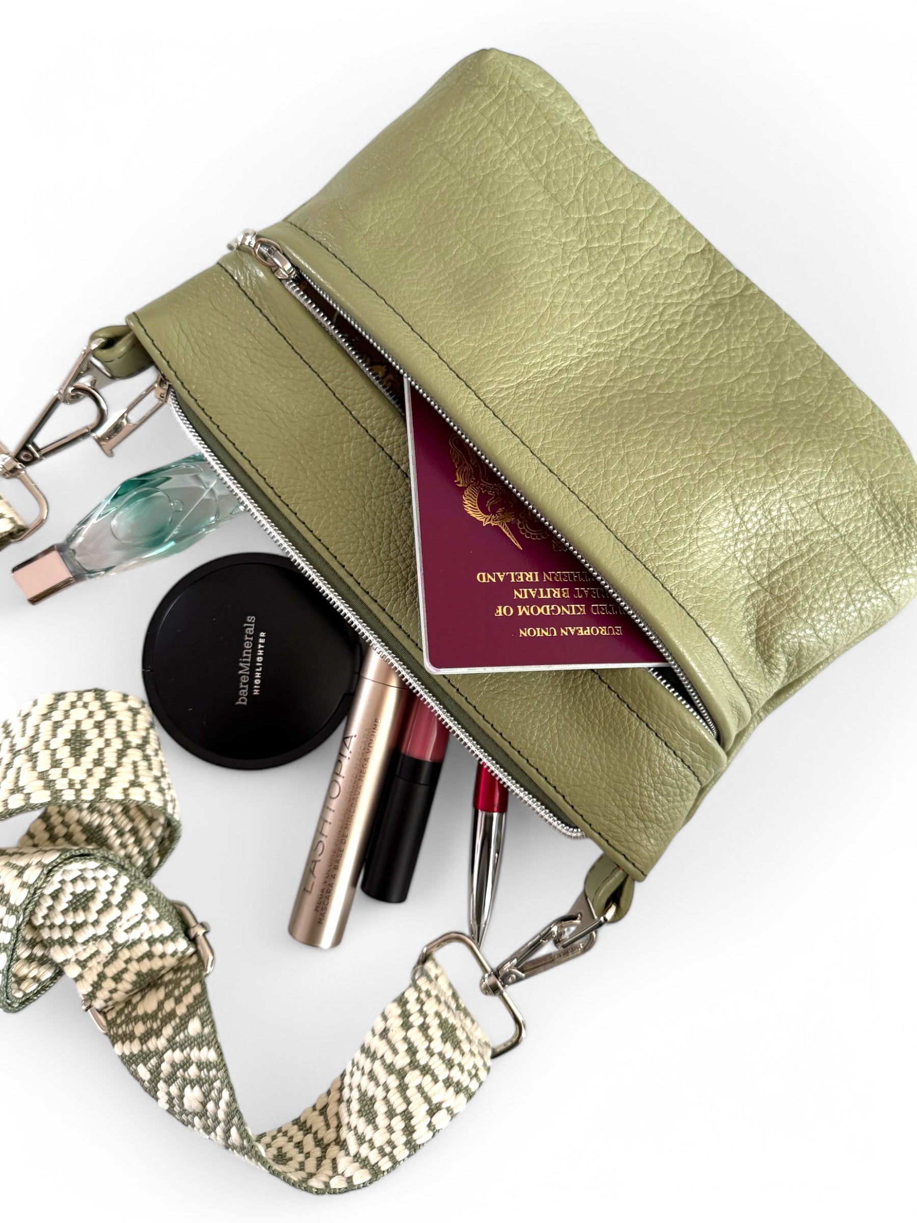 Starburn | Olive Green Leather Crossbody Bag | Designer Travel Style image 7