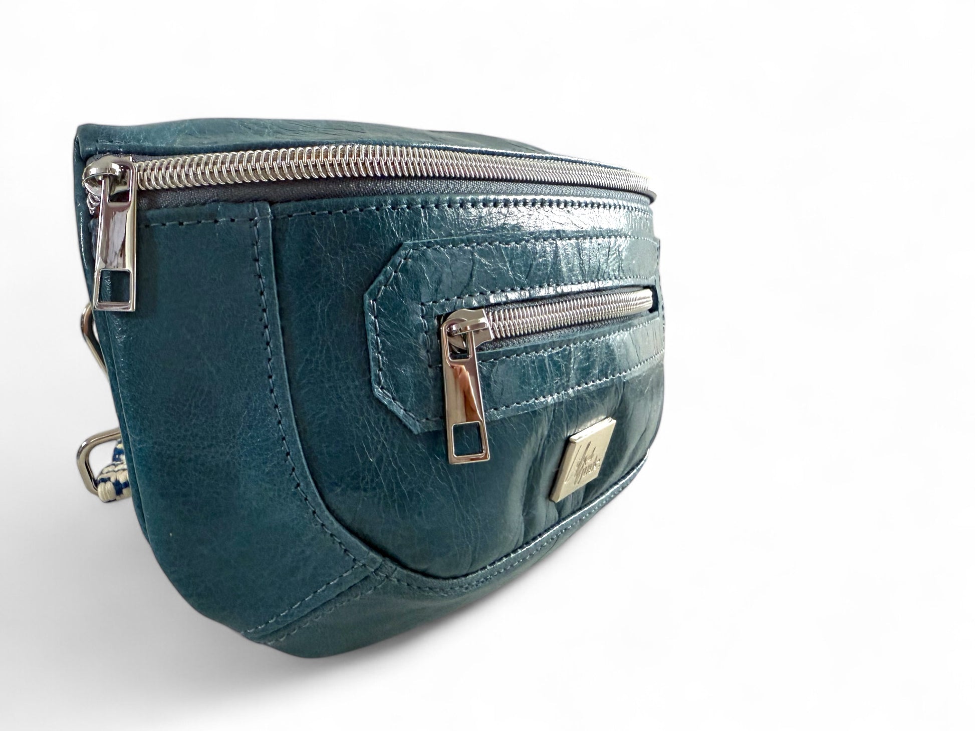 Shelly | Azure Blue Leather Hip Bag | Sustainable Multi-way Bag image 6