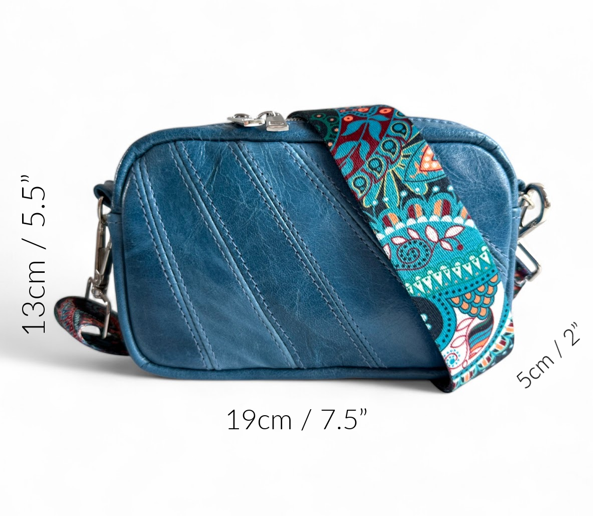 Tiny Harriet | Blue Leather Compact Crossbody Bag with Integrated Purse image 14