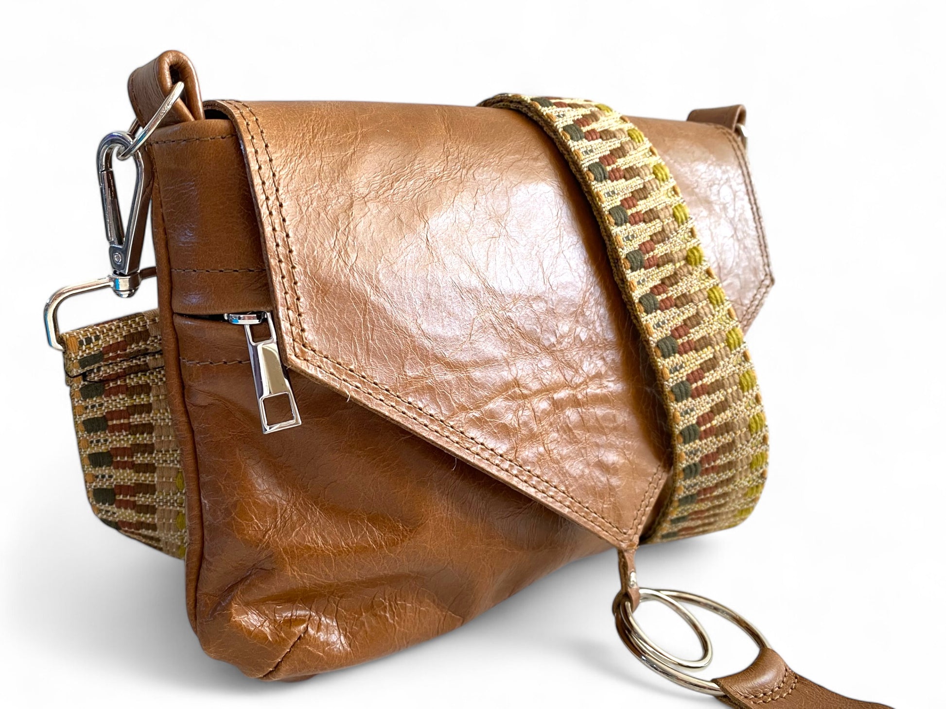 Olivia | Tan Brown Leather Crossbody Bag image 7