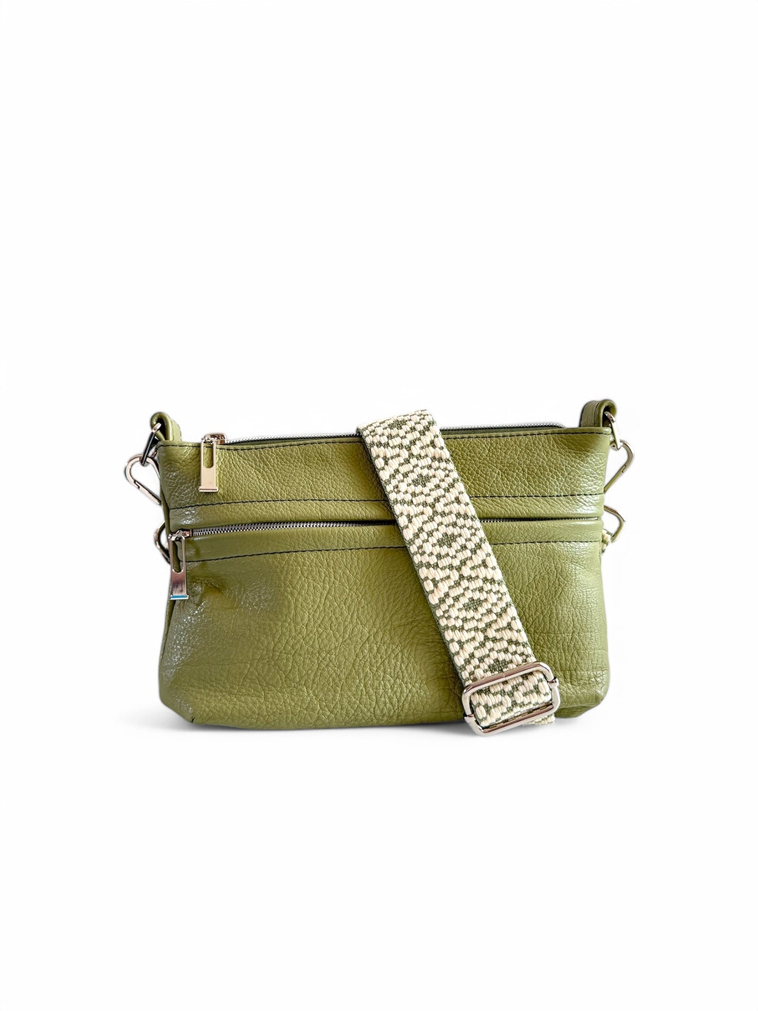 Starburn | Olive Green Leather Crossbody Bag | Designer Travel Style image 13