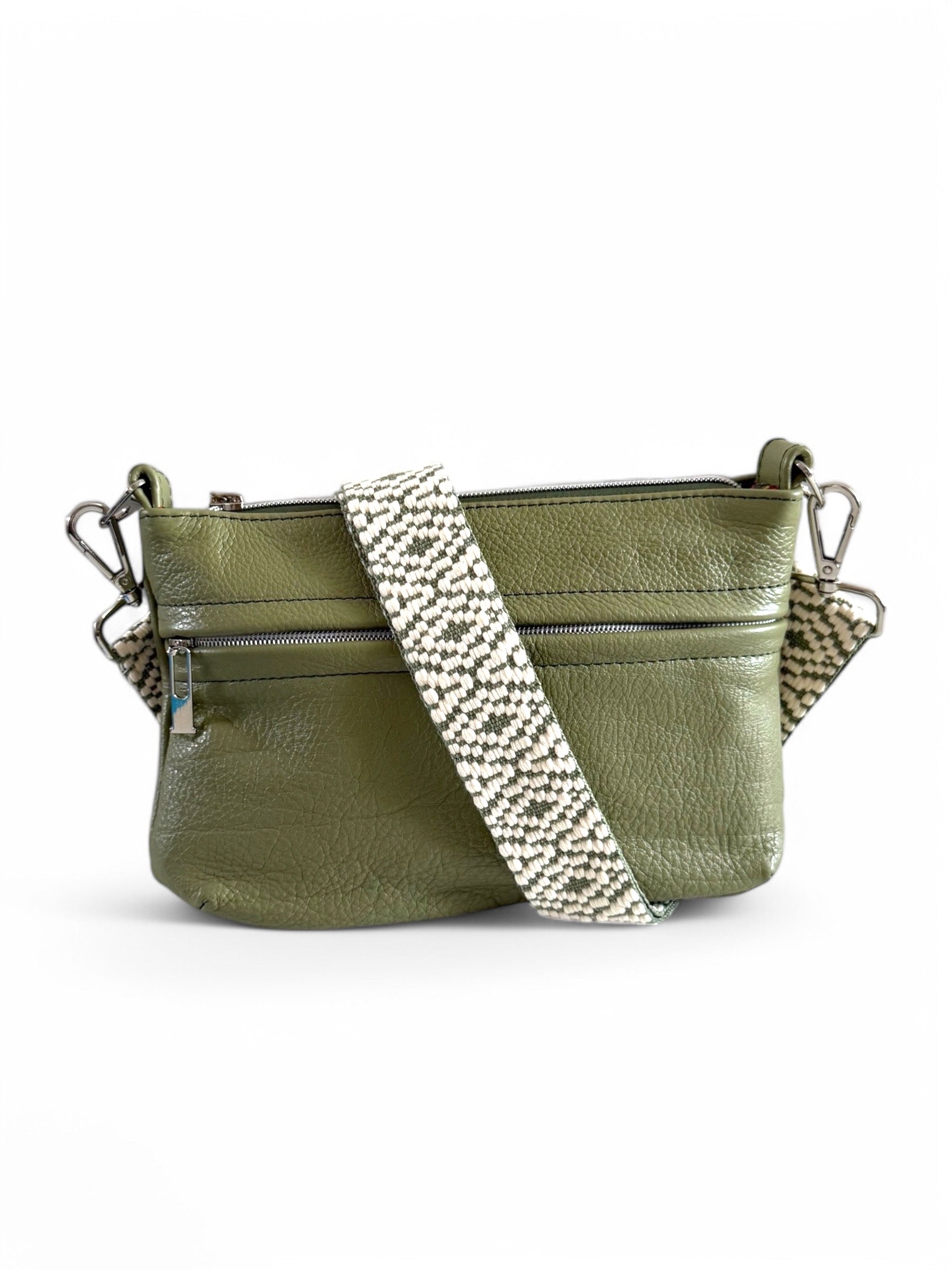 Starburn | Olive Green Leather Crossbody Bag | Designer Travel Style image 4