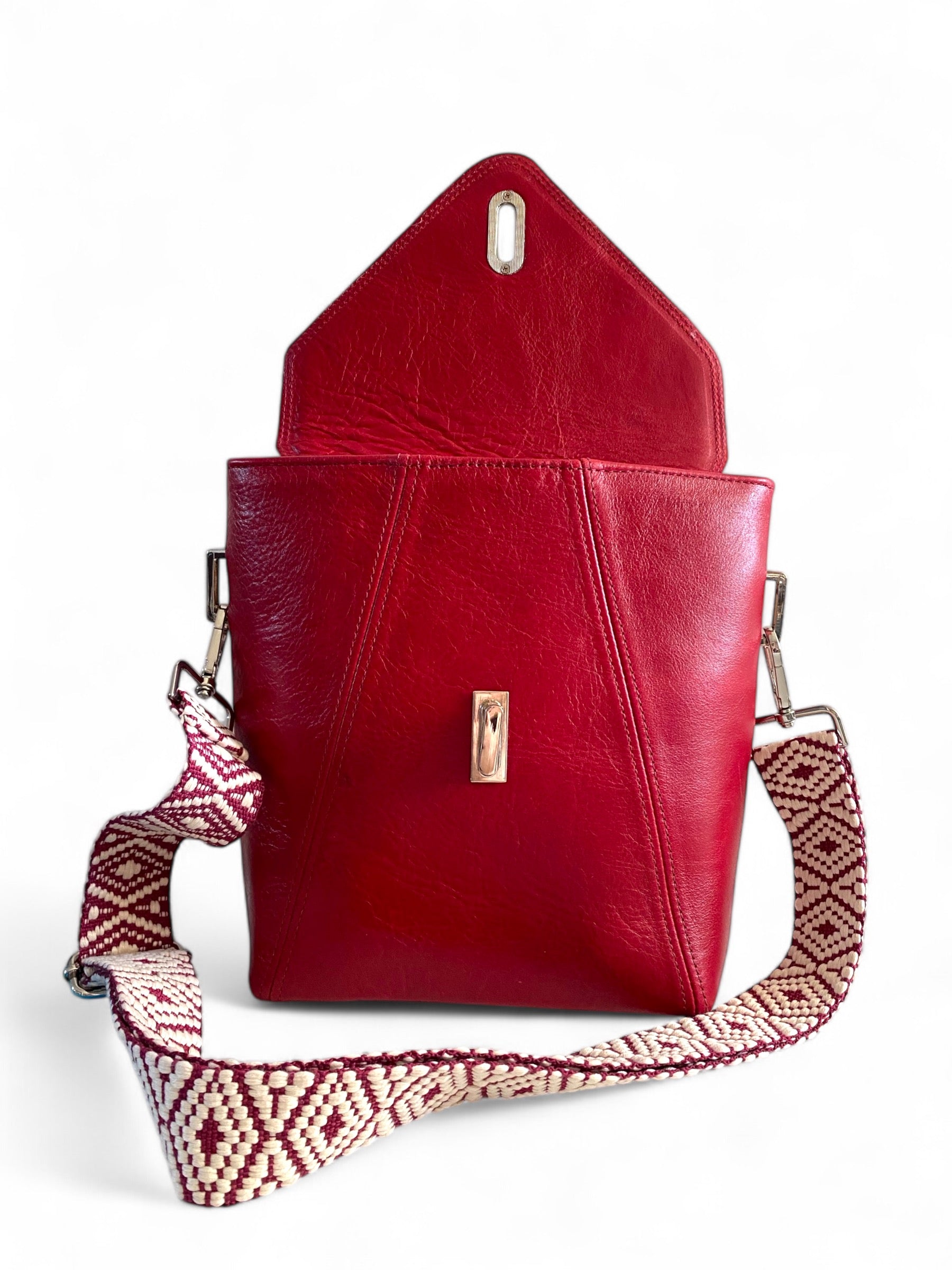 SWALK | Handcrafted Deep Red Leather Crossbody Bag image 7
