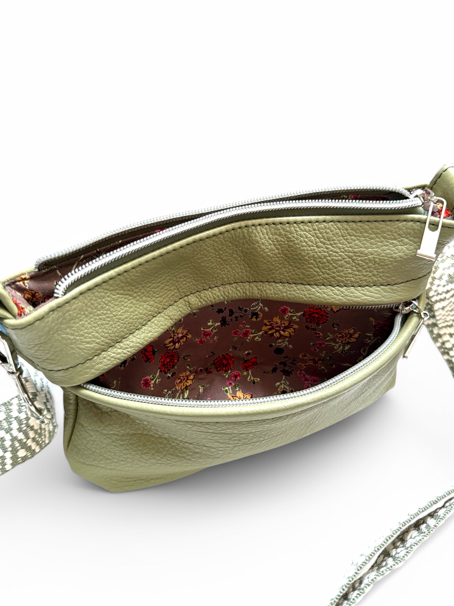 Starburn | Olive Green Leather Crossbody Bag | Designer Travel Style image 12