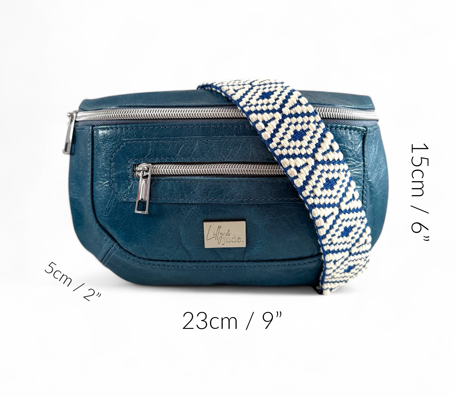 Shelly | Azure Blue Leather Hip Bag | Sustainable Multi-way Bag image 14