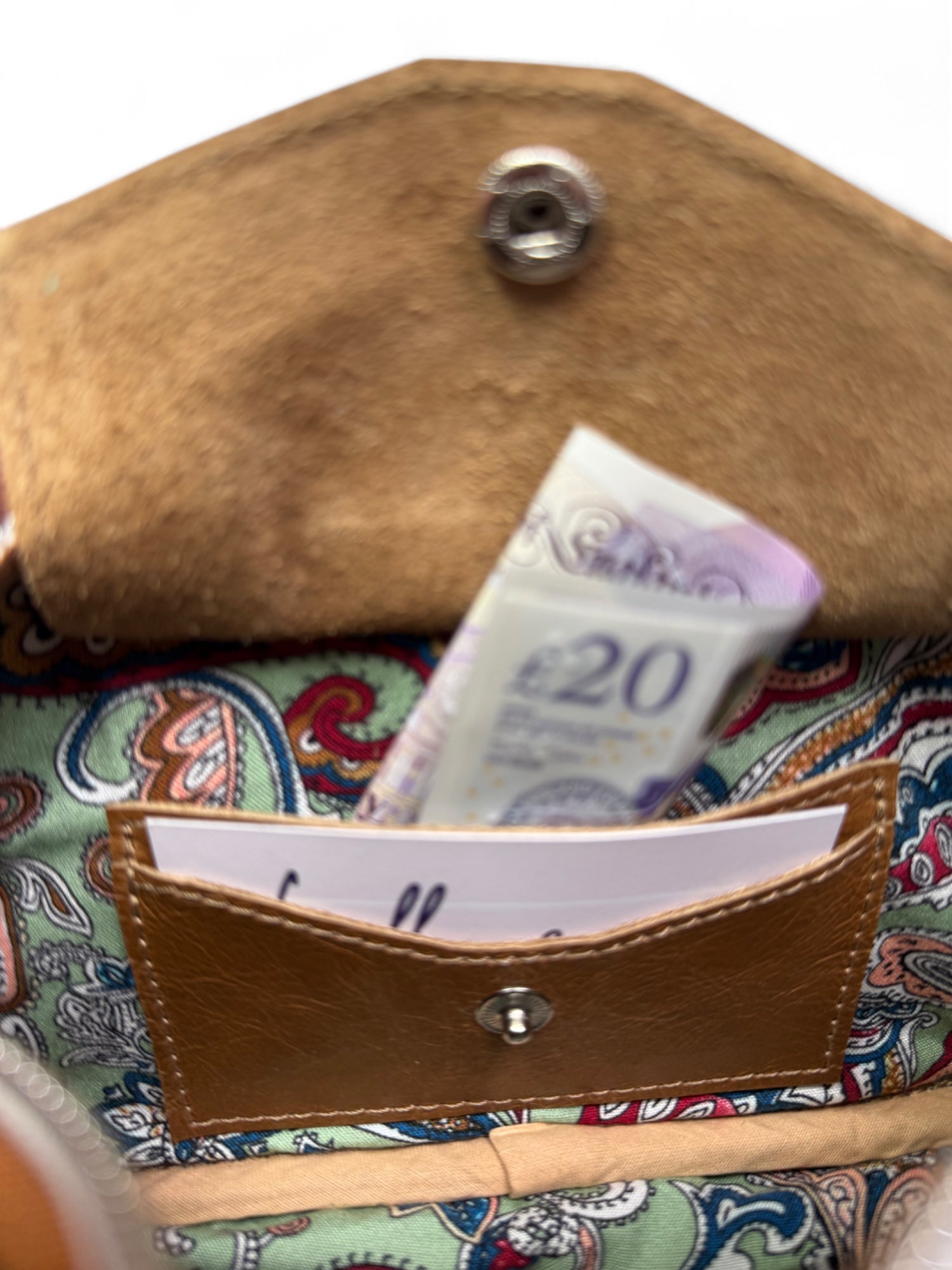 Tiny Harriet | Tan Leather Compact Crossbody Bag with Integrated Purse image 9