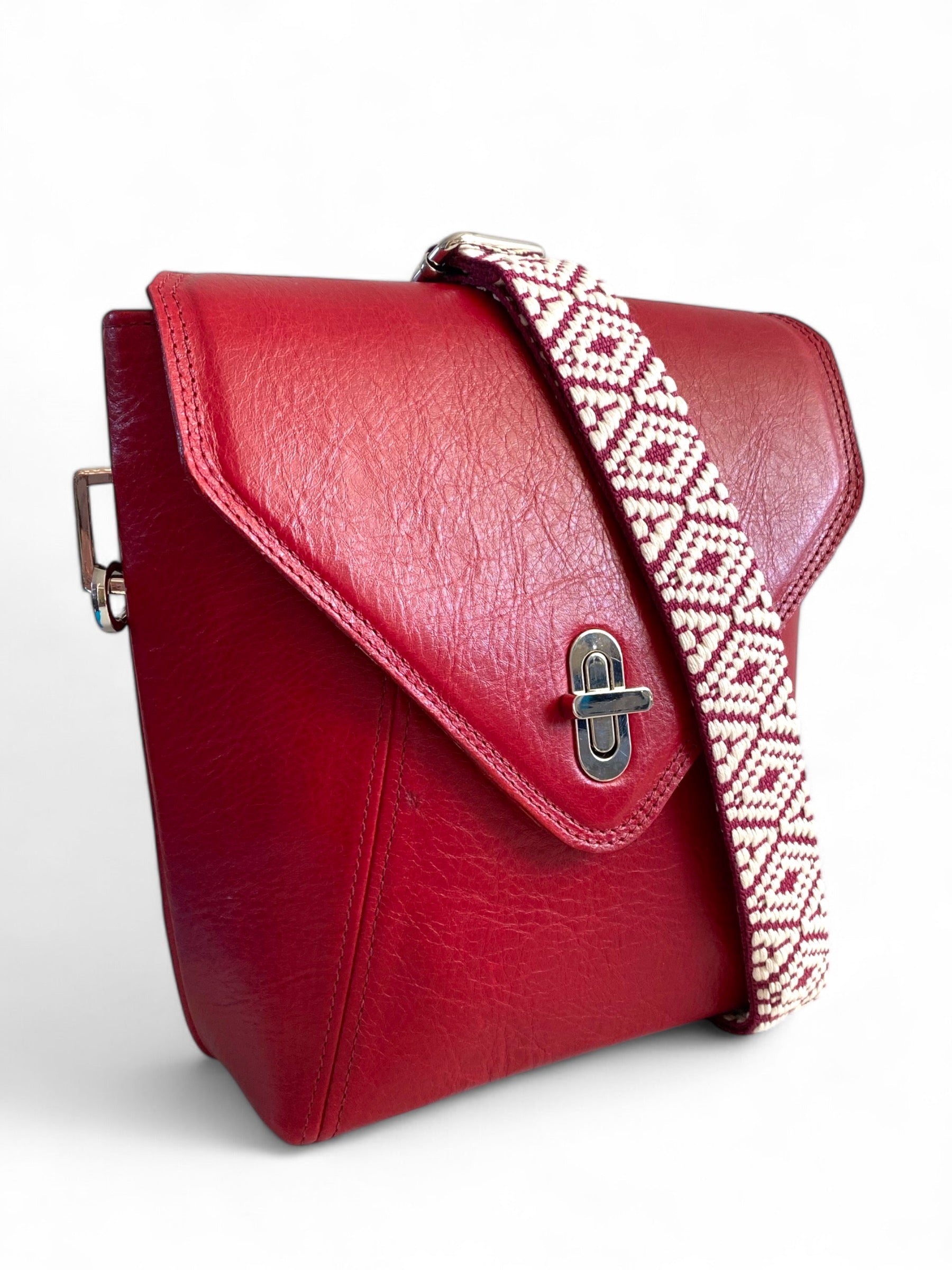 SWALK | Handcrafted Deep Red Leather Crossbody Bag image 4