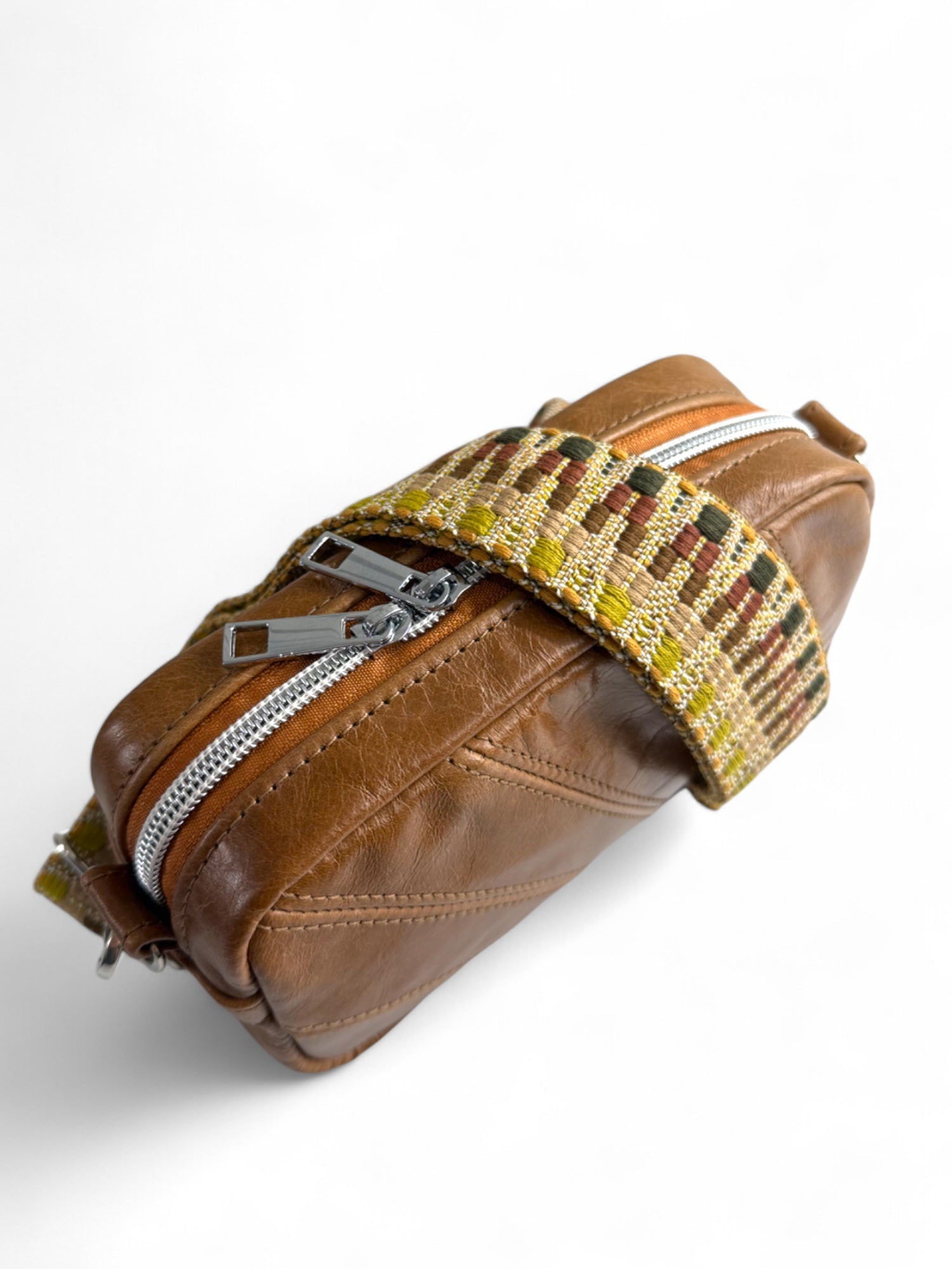 Tiny Harriet | Tan Leather Compact Crossbody Bag with Integrated Purse image 3