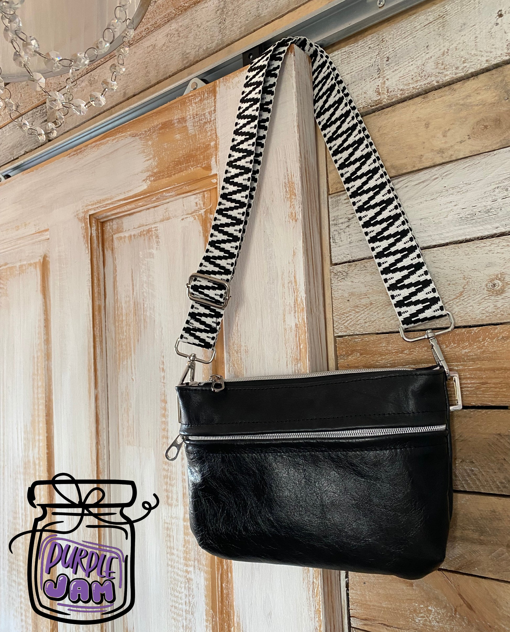 Starburn | Black Leather Crossbody Bag | Handcrafted with Silver Hardware image 1