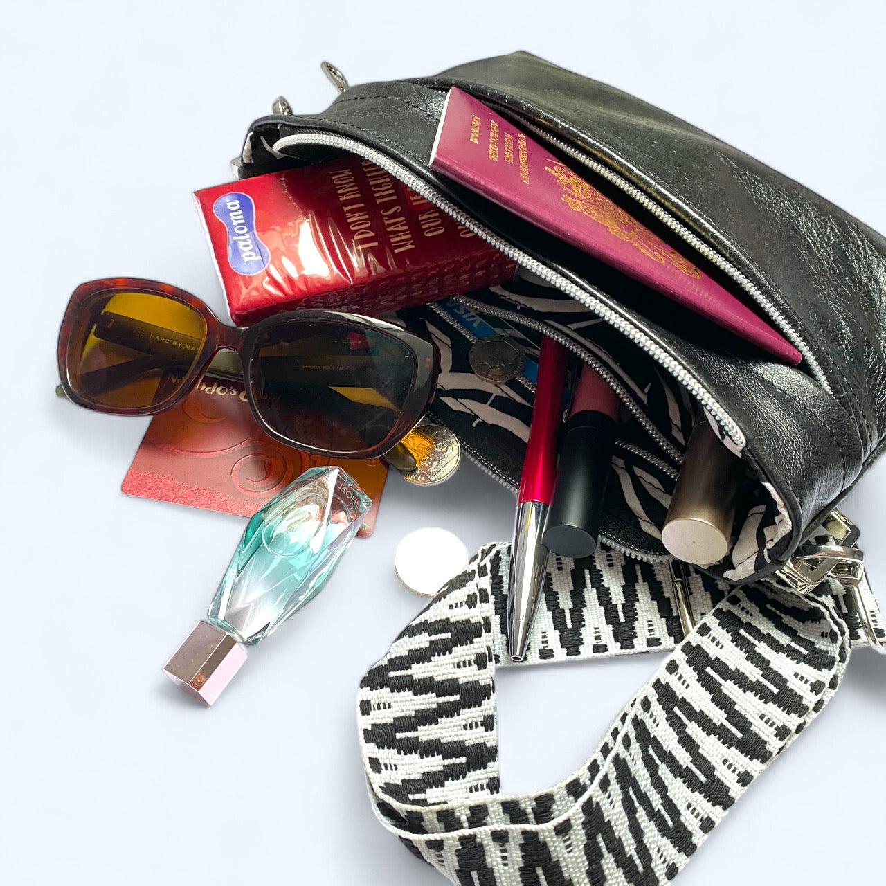 Starburn | Black Leather Crossbody Bag | Handcrafted with Silver Hardware image 9