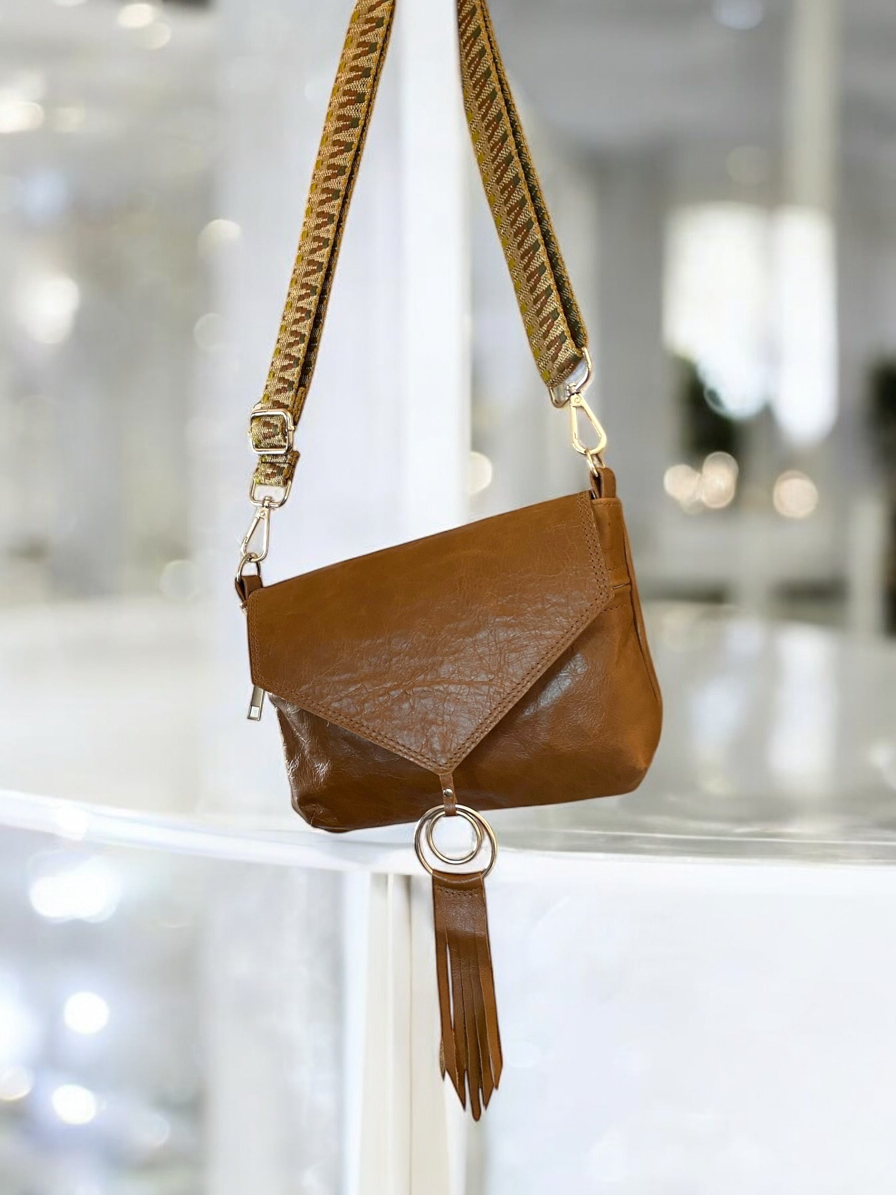 Olivia | Tan Brown Leather Crossbody Bag image 1