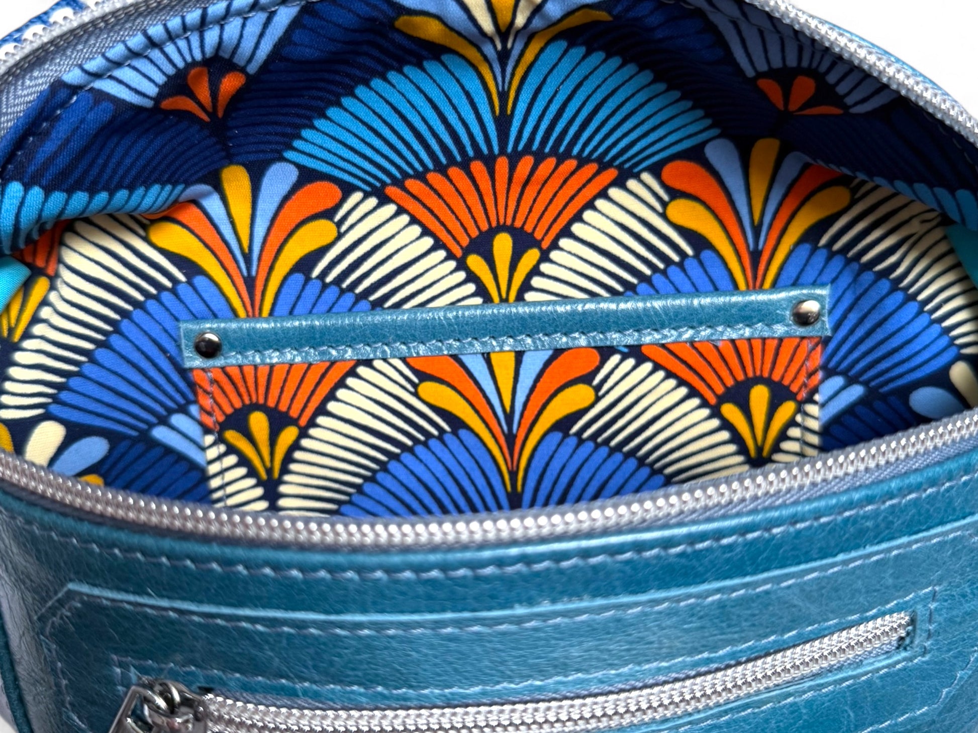Shelly | Azure Blue Leather Hip Bag | Sustainable Multi-way Bag image 12