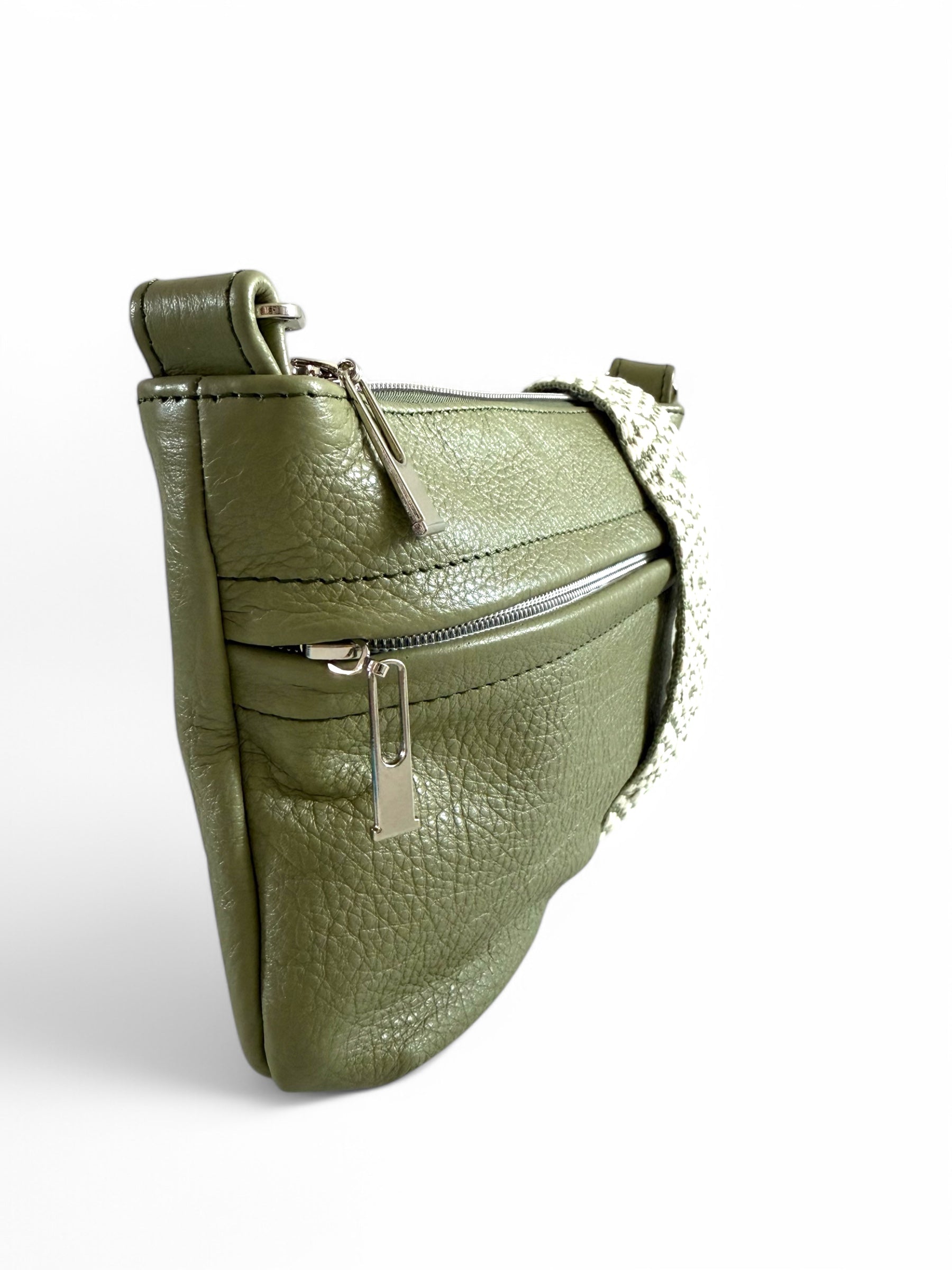 Starburn | Olive Green Leather Crossbody Bag | Designer Travel Style image 5