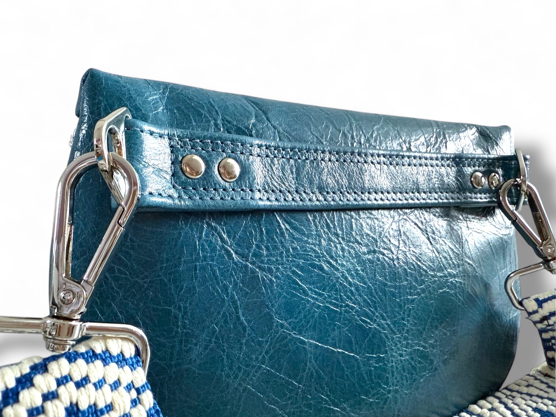 Shelly | Azure Blue Leather Hip Bag | Sustainable Multi-way Bag image 4