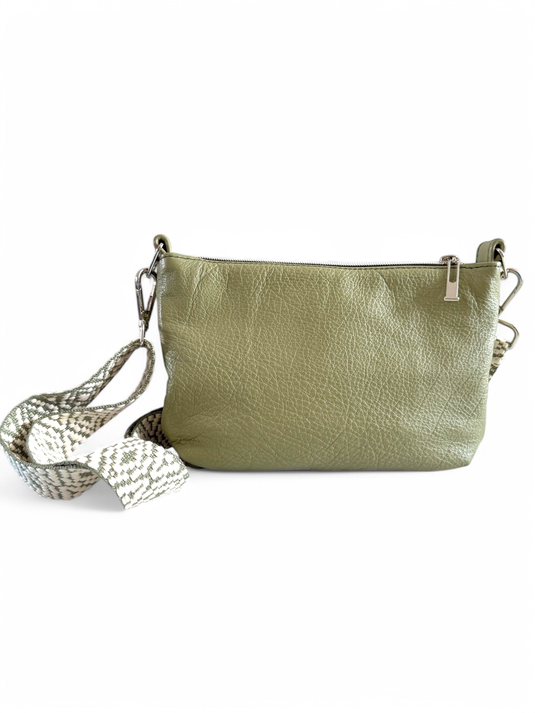 Starburn | Olive Green Leather Crossbody Bag | Designer Travel Style image 6