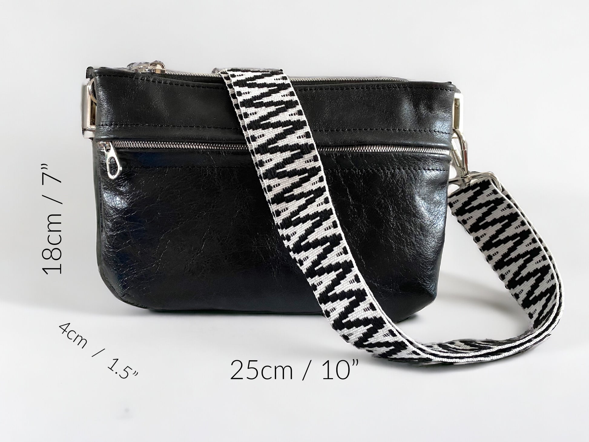 Starburn | Black Leather Crossbody Bag | Handcrafted with Silver Hardware image 11