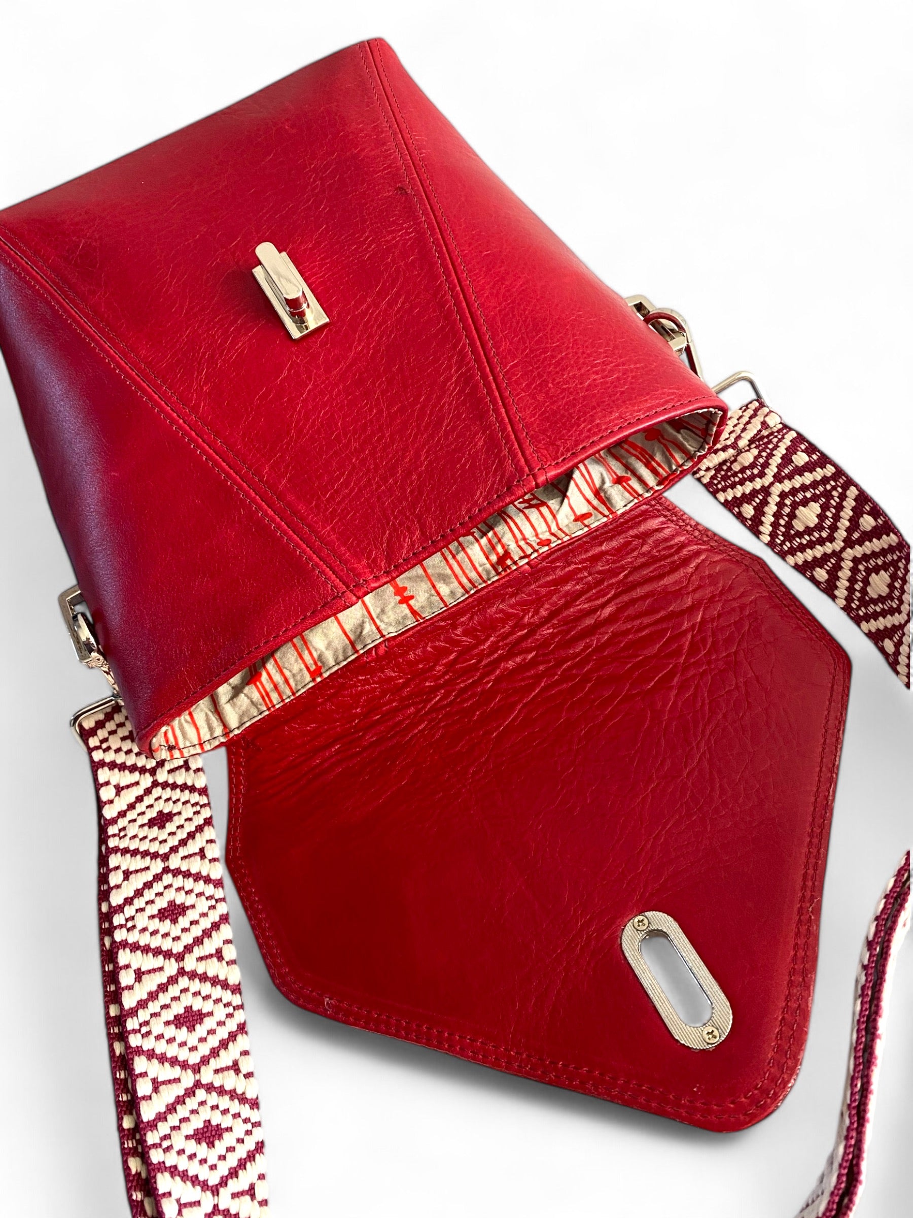 SWALK | Handcrafted Deep Red Leather Crossbody Bag image 9