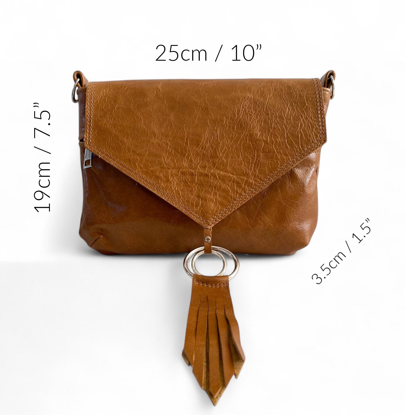 Olivia | Tan Brown Leather Crossbody Bag image 14