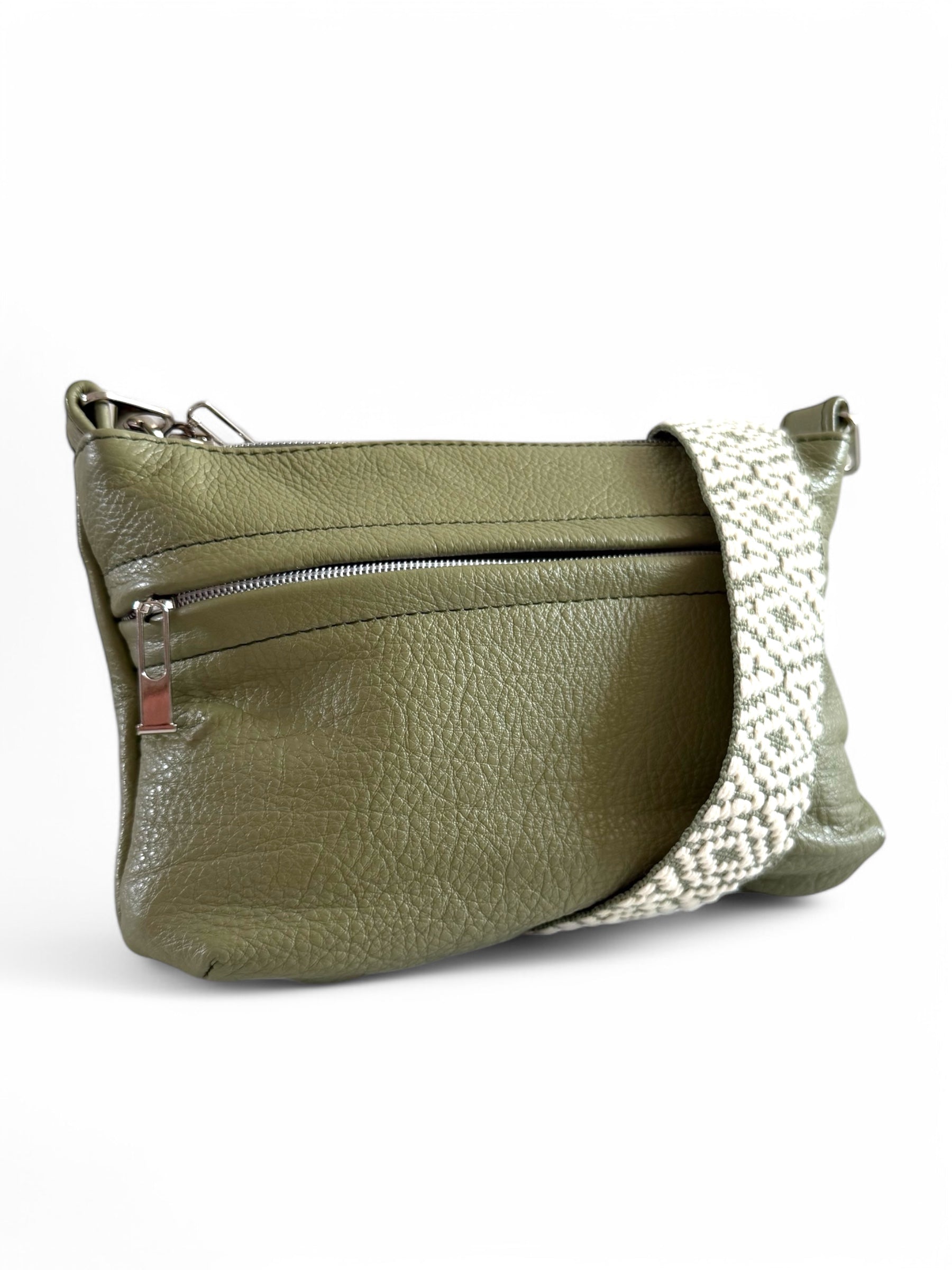 Starburn | Olive Green Leather Crossbody Bag | Designer Travel Style image 3
