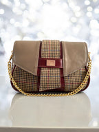 Molly | Mink Grey & Burgundy Leather & Tweed Handbag | Handcrafted Eco Luxury image 1