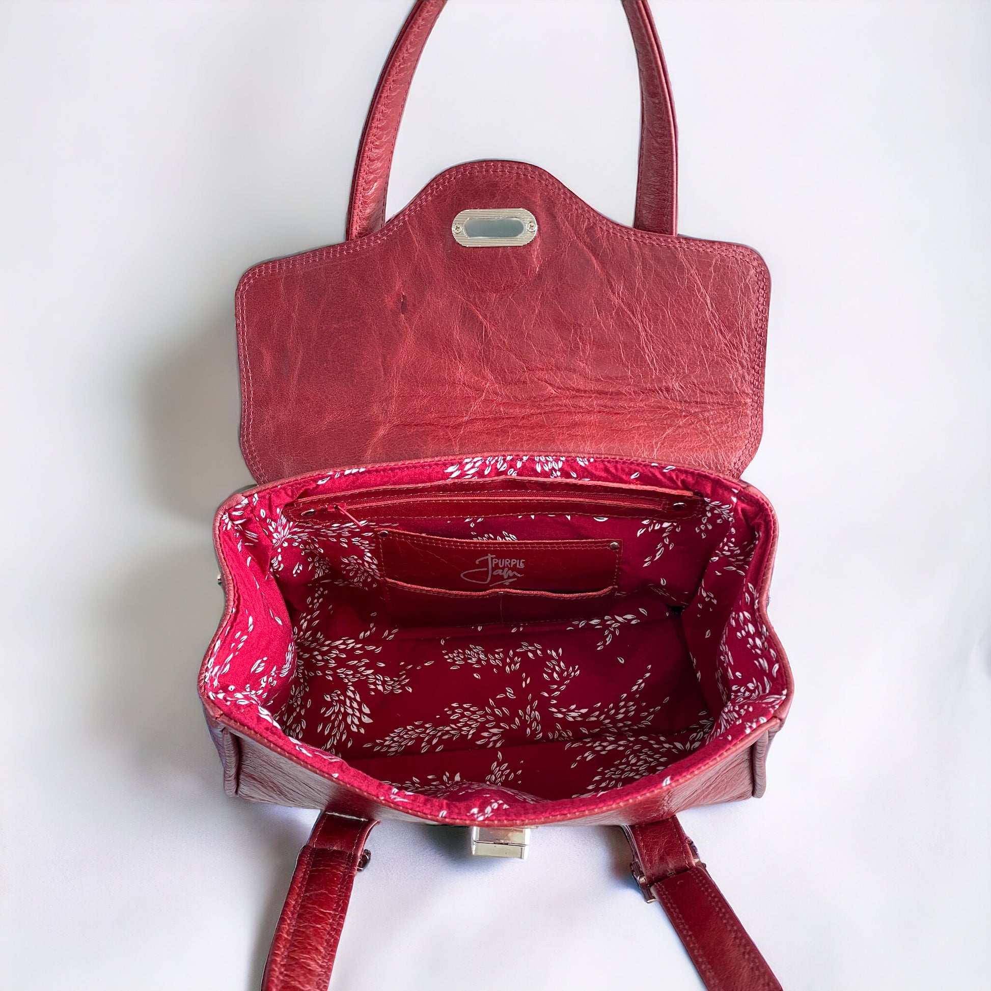 Rachel | Red Leather Shoulder Bag | Handcrafted with Distressed Leather image 7