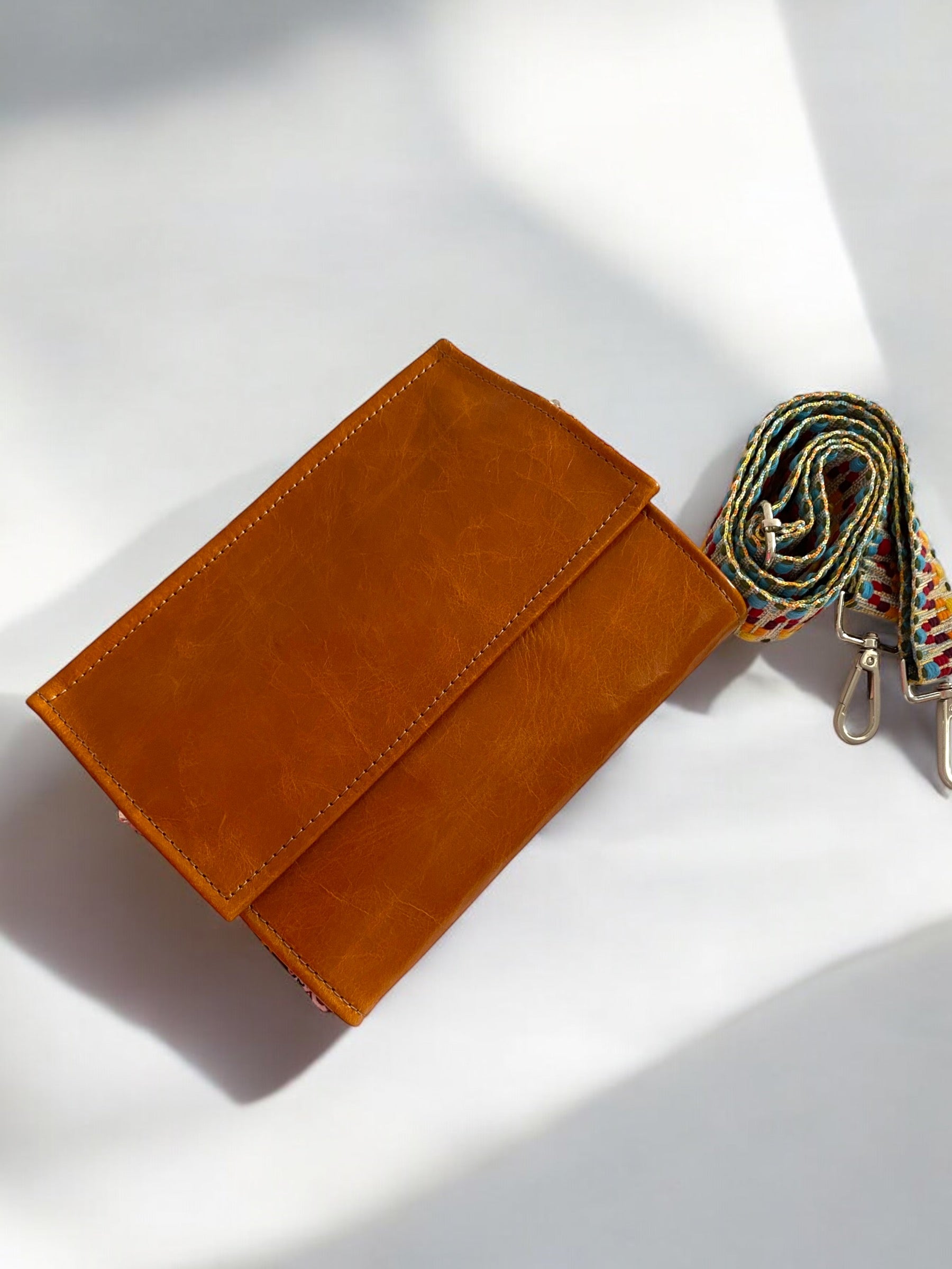 Lucy | Tan Leather Crossbody Clutch Bag | Handcrafted with Integrated Purse image 3