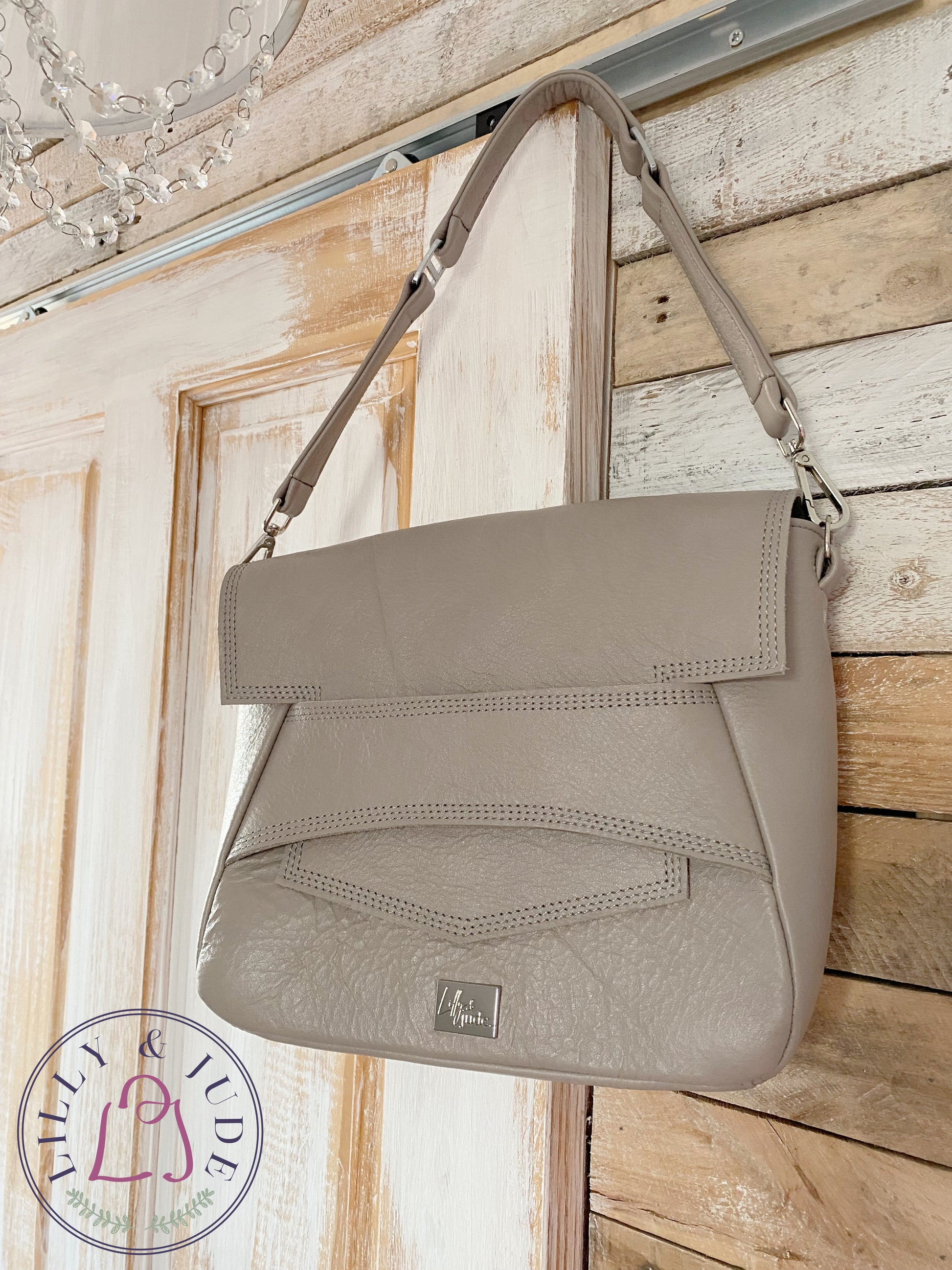 Emmmie | Grey Leather Shoulder Bag | Handcrafted, Eco-Friendly & Stylish image 9