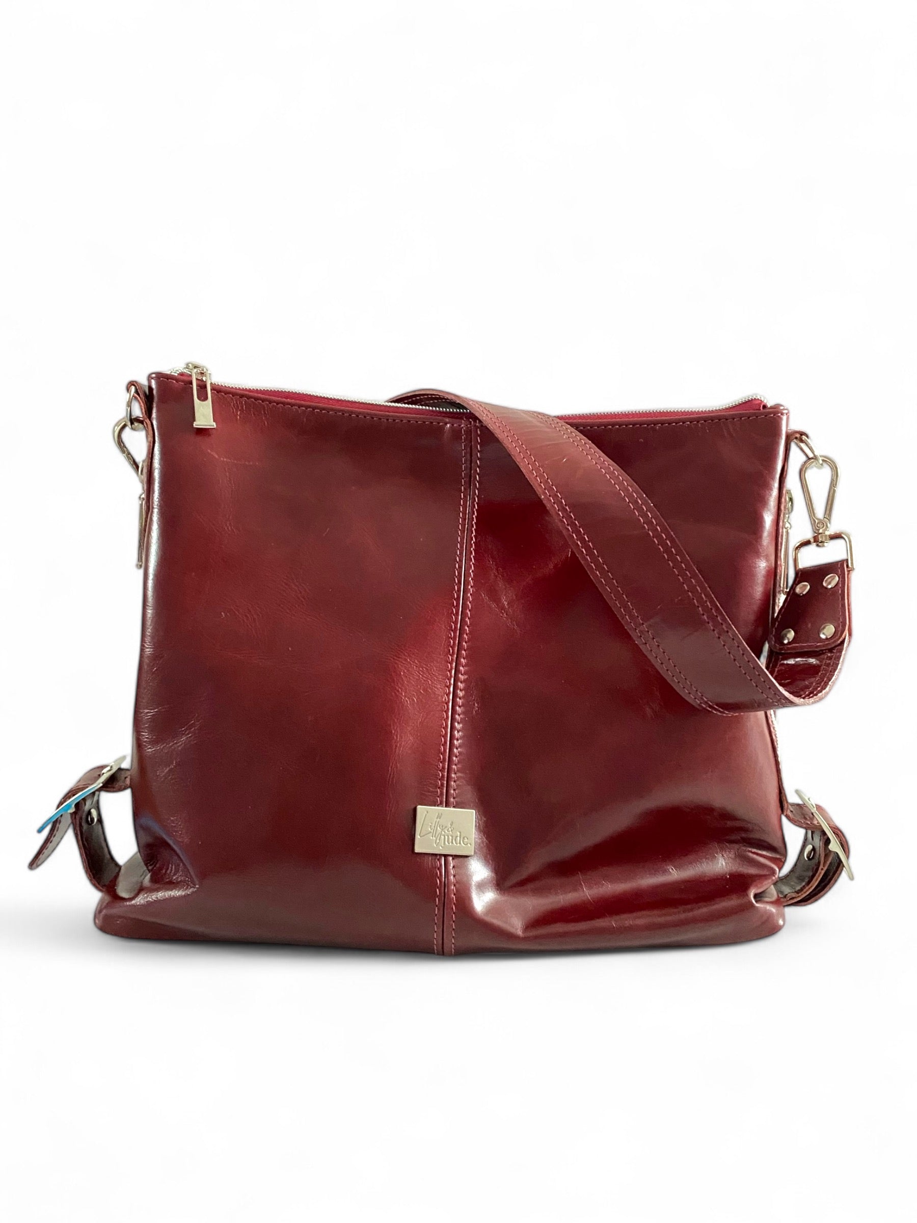 Juliette | Handcrafted Burgundy Leather Slouch Bag image 9