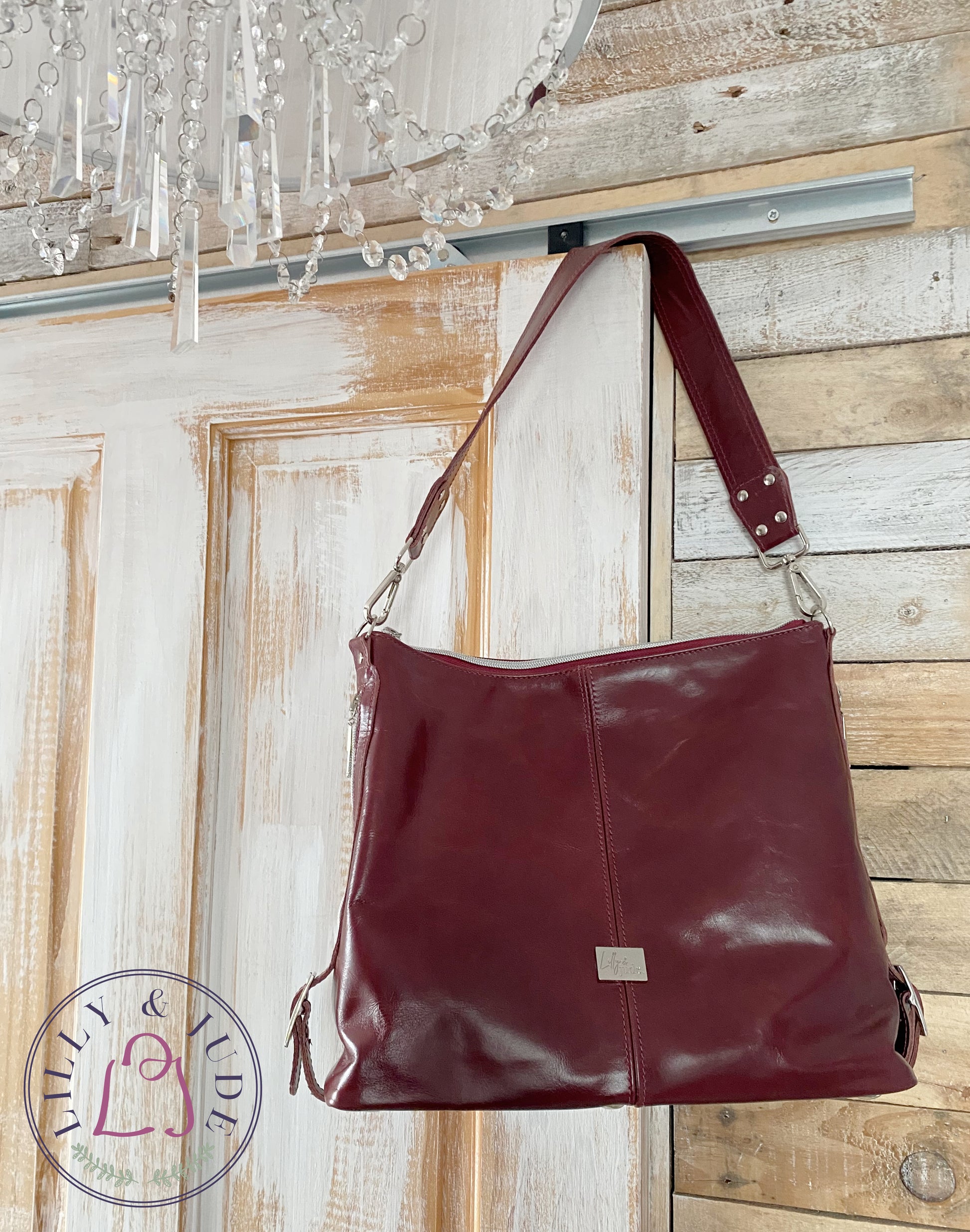 Juliette | Handcrafted Burgundy Leather Slouch Bag image 2