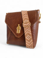 SWALK | Handcrafted Conker Brown Leather Crossbody Bag image 3