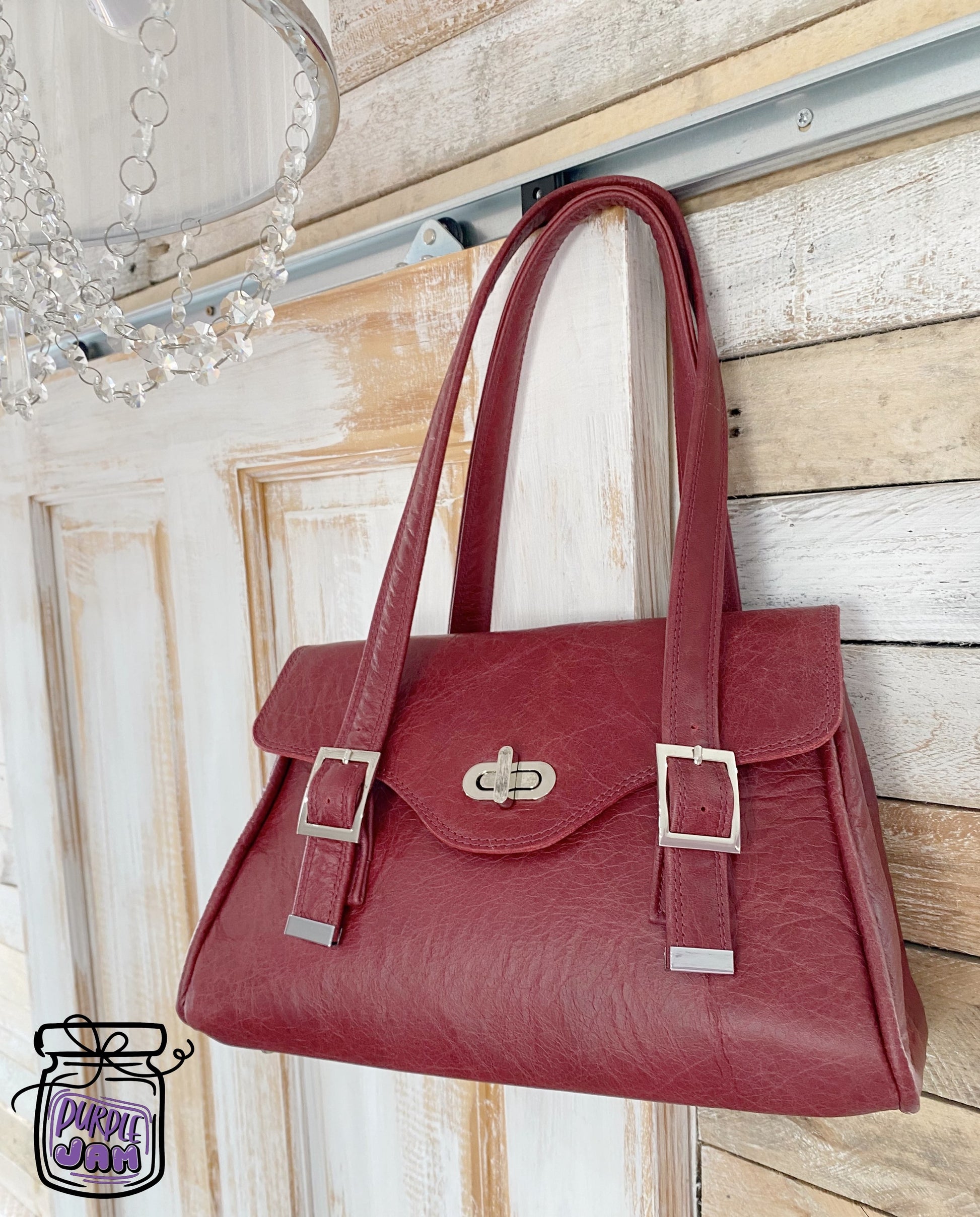 Rachel | Red Leather Shoulder Bag | Handcrafted with Distressed Leather image 3