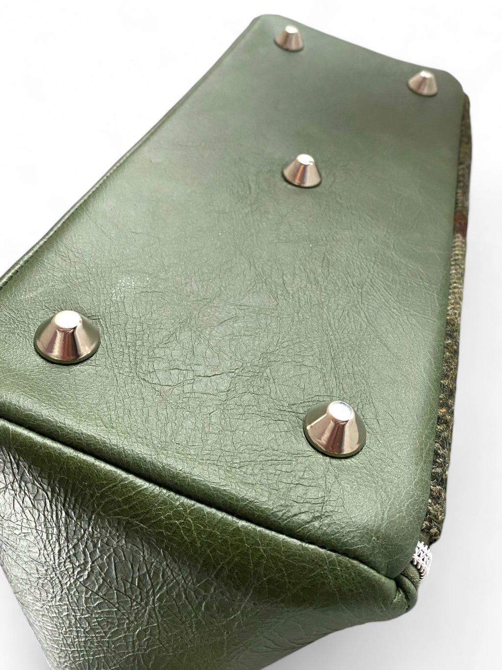 Rudy | Green Leather & Autumnal Tweed Handbag | Handcrafted Eco Luxury image 9