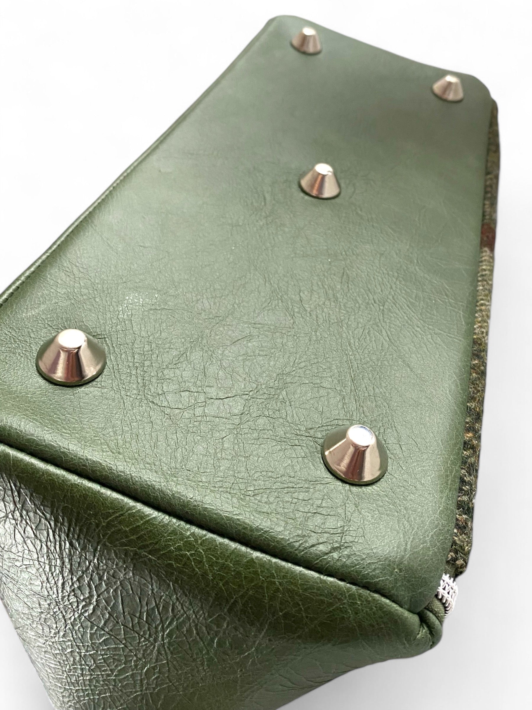 Rudy | Green Leather & Autumnal Tweed Handbag | Handcrafted Eco Luxury image 9