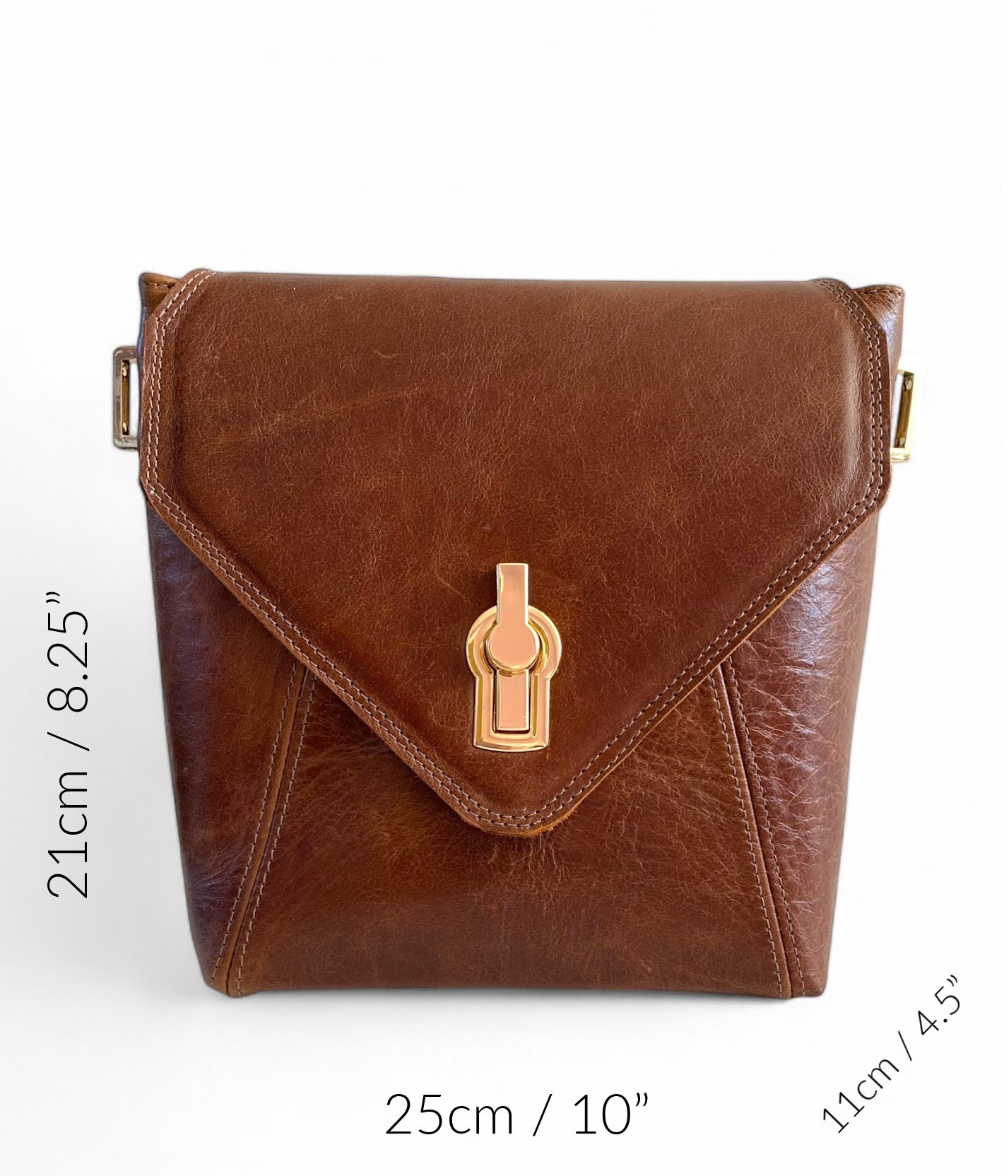 SWALK | Handcrafted Conker Brown Leather Crossbody Bag image 12