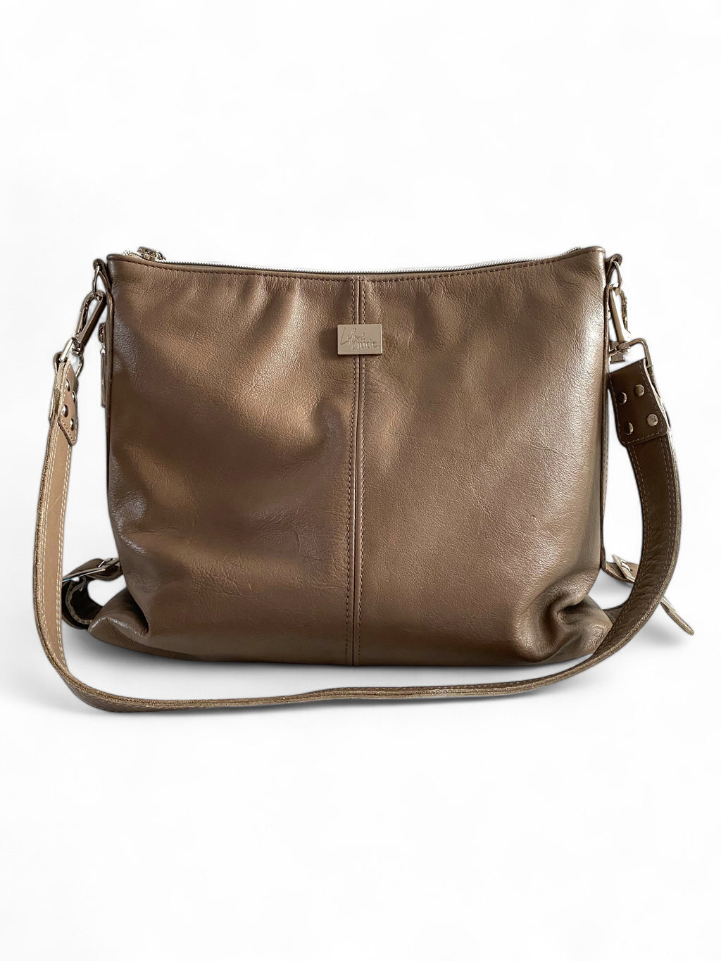 Juliette | Handcrafted Mink Grey Leather Slouch Bag image 3