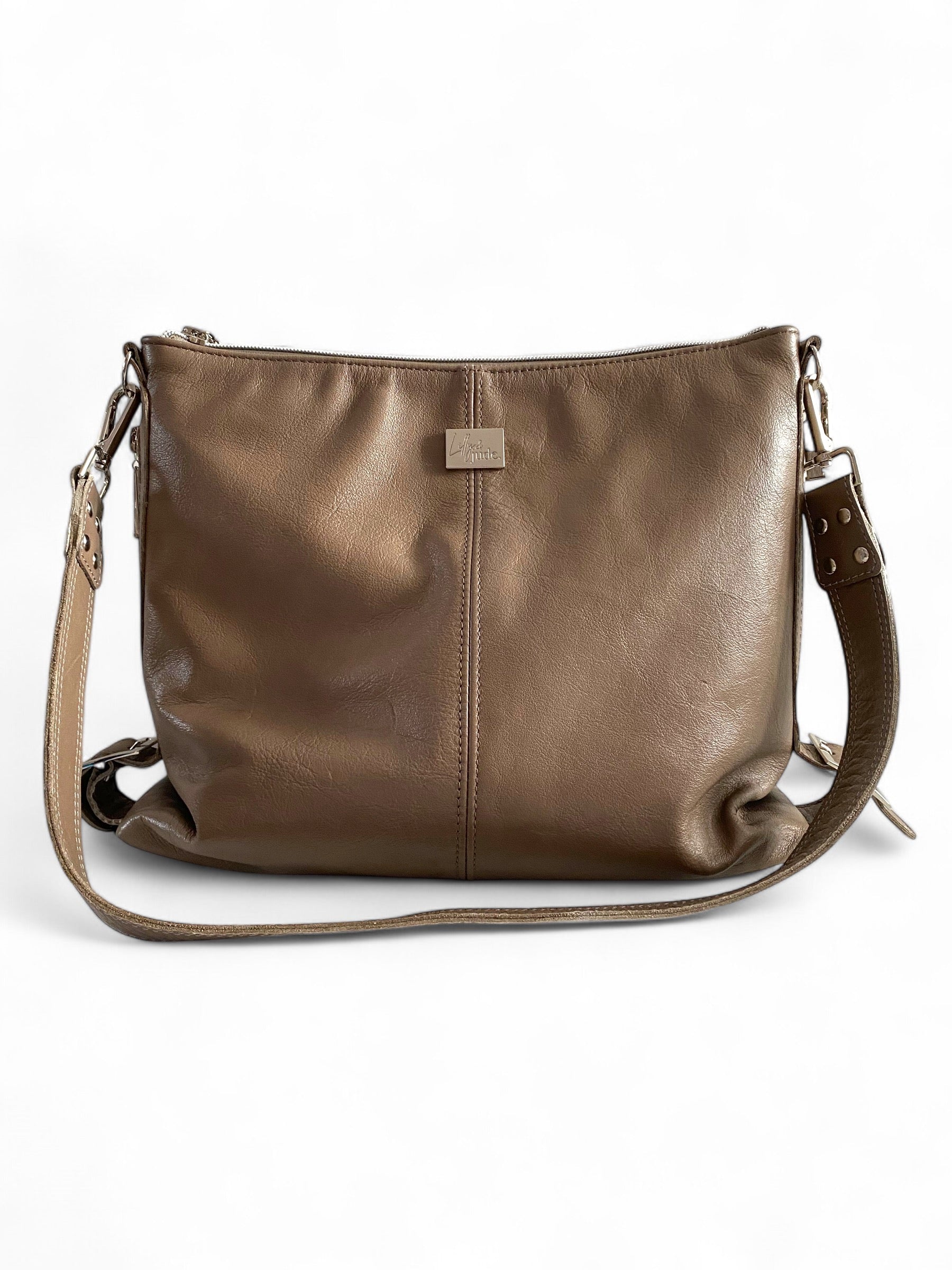 Juliette | Handcrafted Mink Grey Leather Slouch Bag image 3