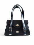Rachel | Navy Blue Structured Buckle Bag | Classic Work Style image 0