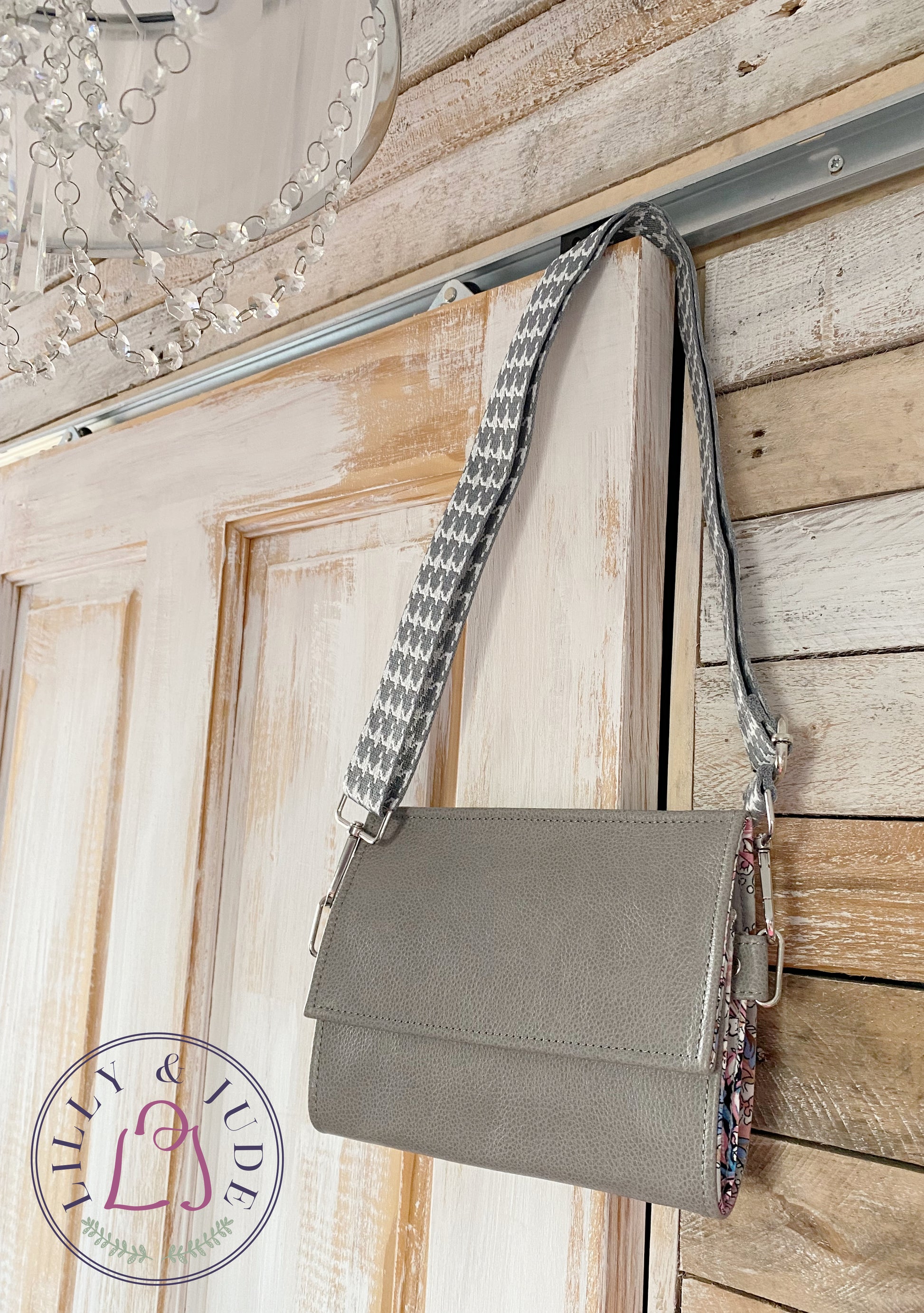 Lucy | Grey Leather Crossbody Clutch Bag | Handcrafted, Versatile & Sustainable image 1