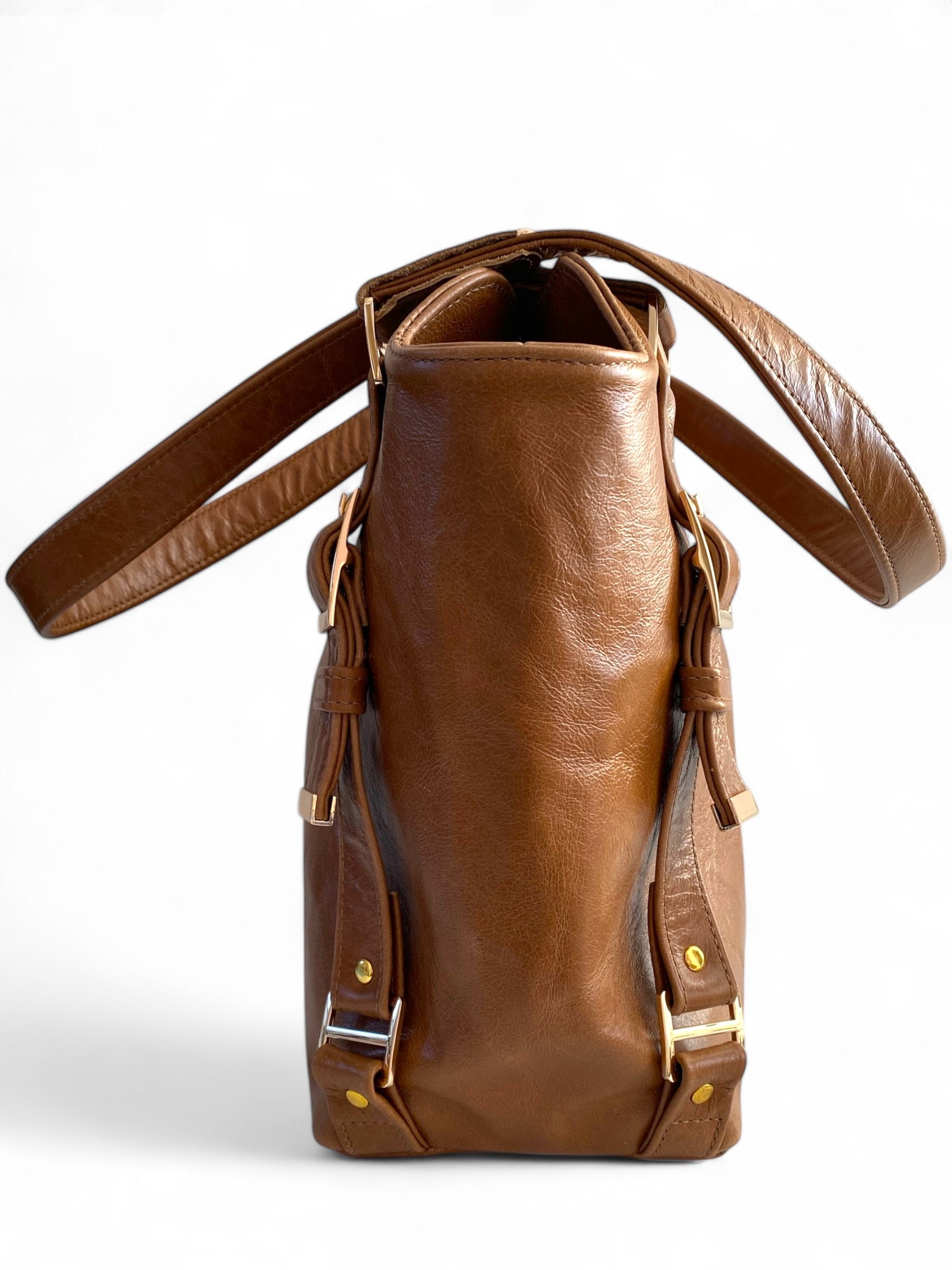 Moonwake | Tan Brown Leather Slouch Tote Bag image 7