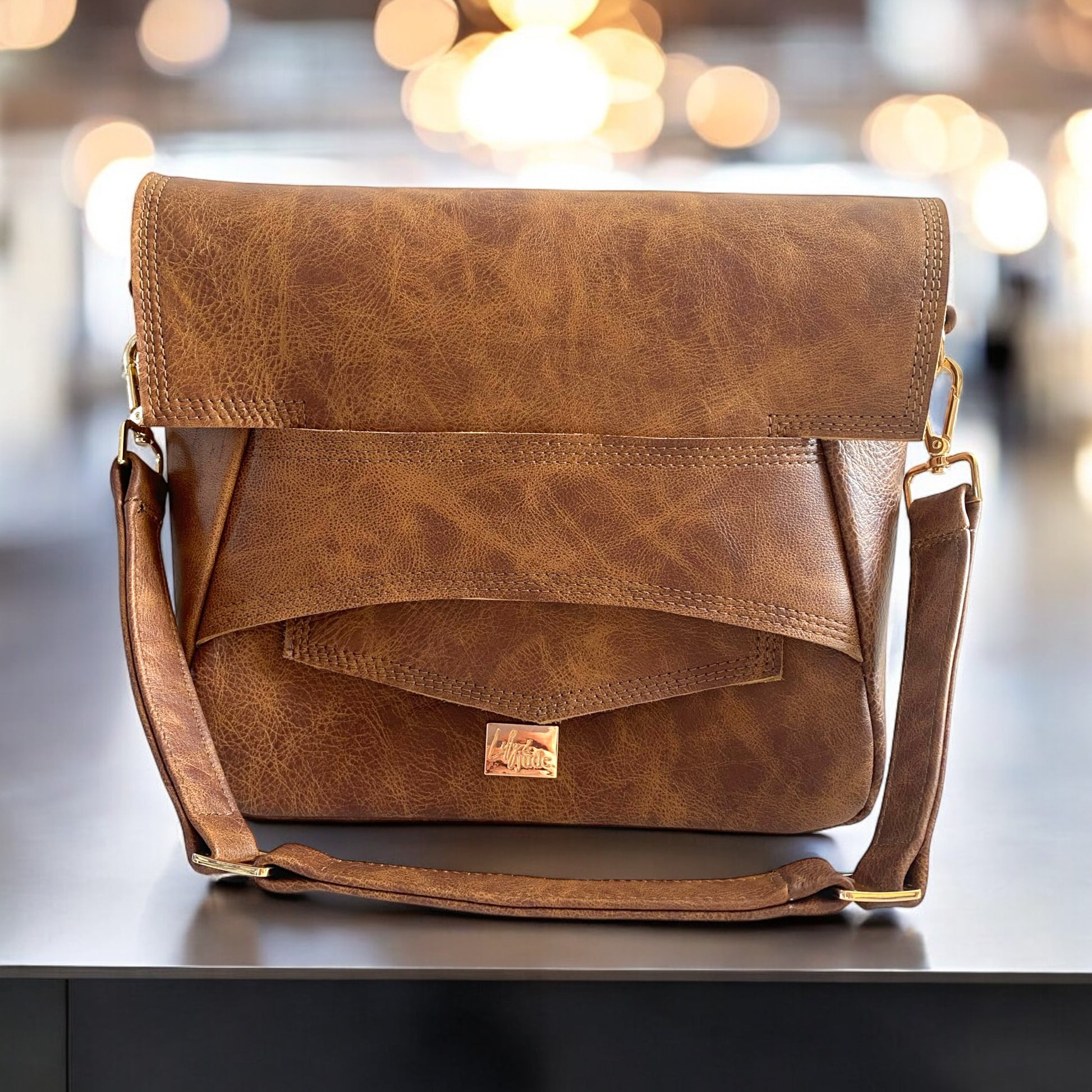 Emmie | Whiskey Brown Leather Shoulder Bag | Handcrafted from Rescued Leather image 2